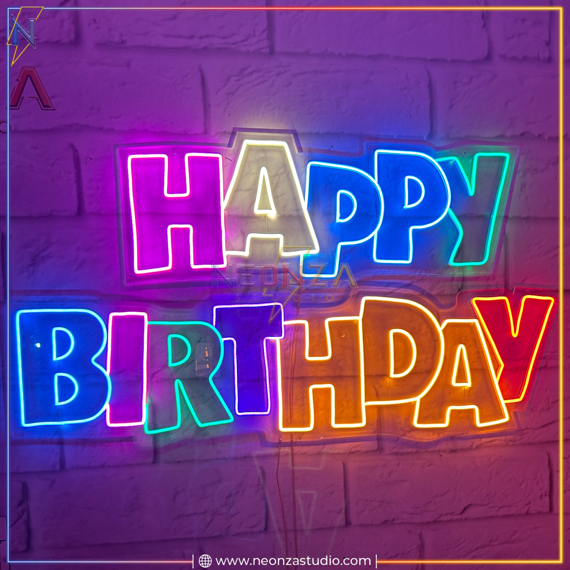 Happy Birthday Double art Neon Sign - Neonzastudio