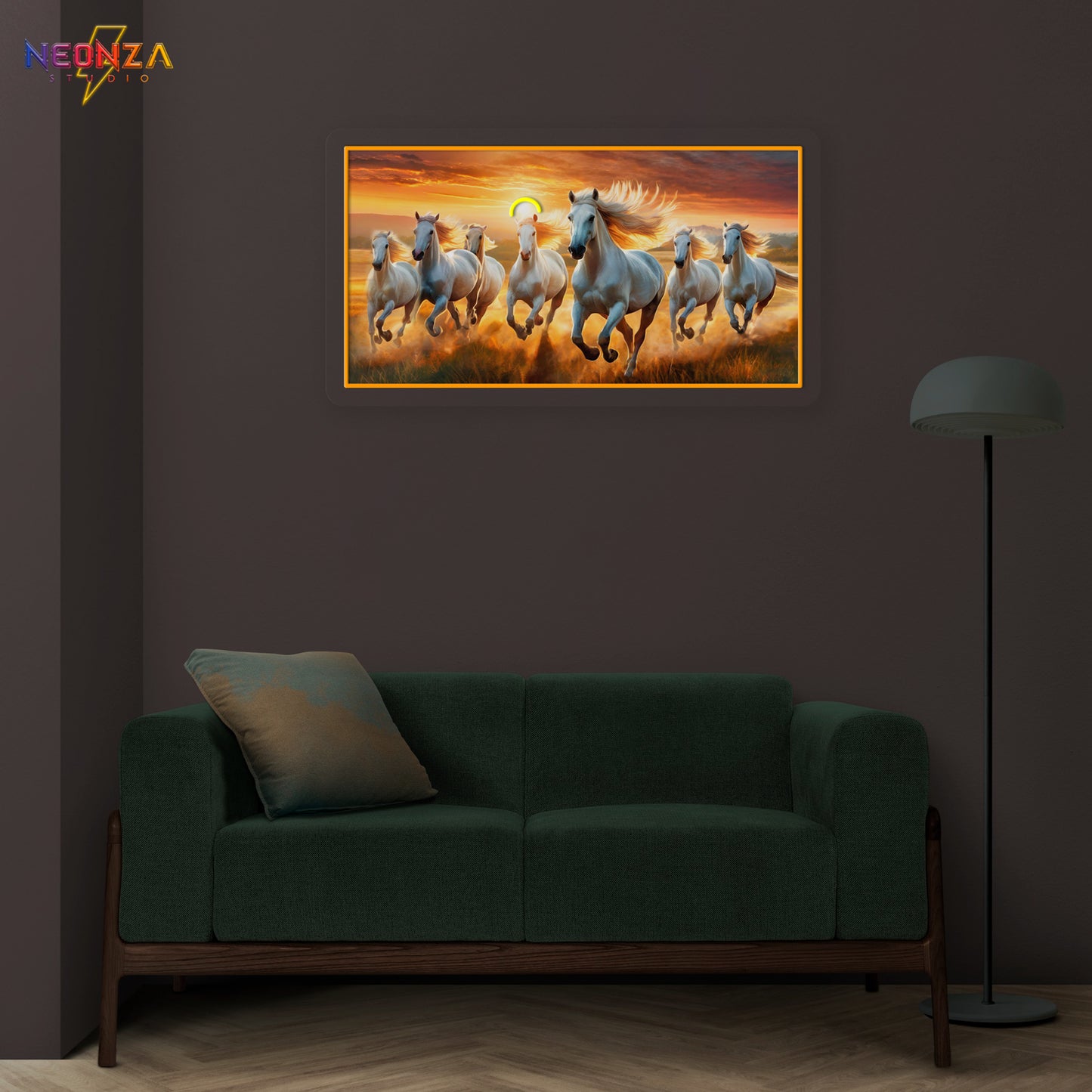 Seven Running Horse Neonsign Artwork