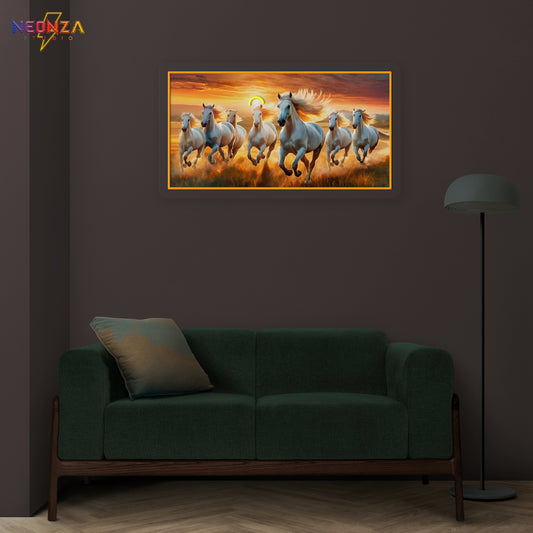 Seven Running Horse Neonsign Artwork
