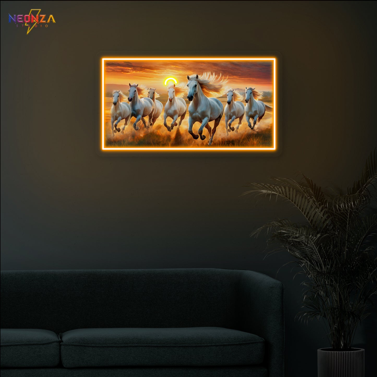 Seven Running Horse Neonsign Artwork