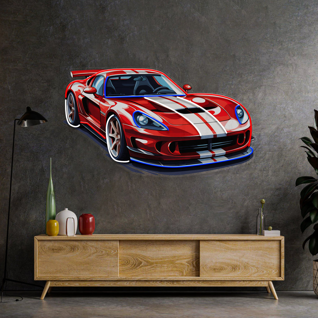 Car With A Red Stripe LED Neon Sign Light Pop Art