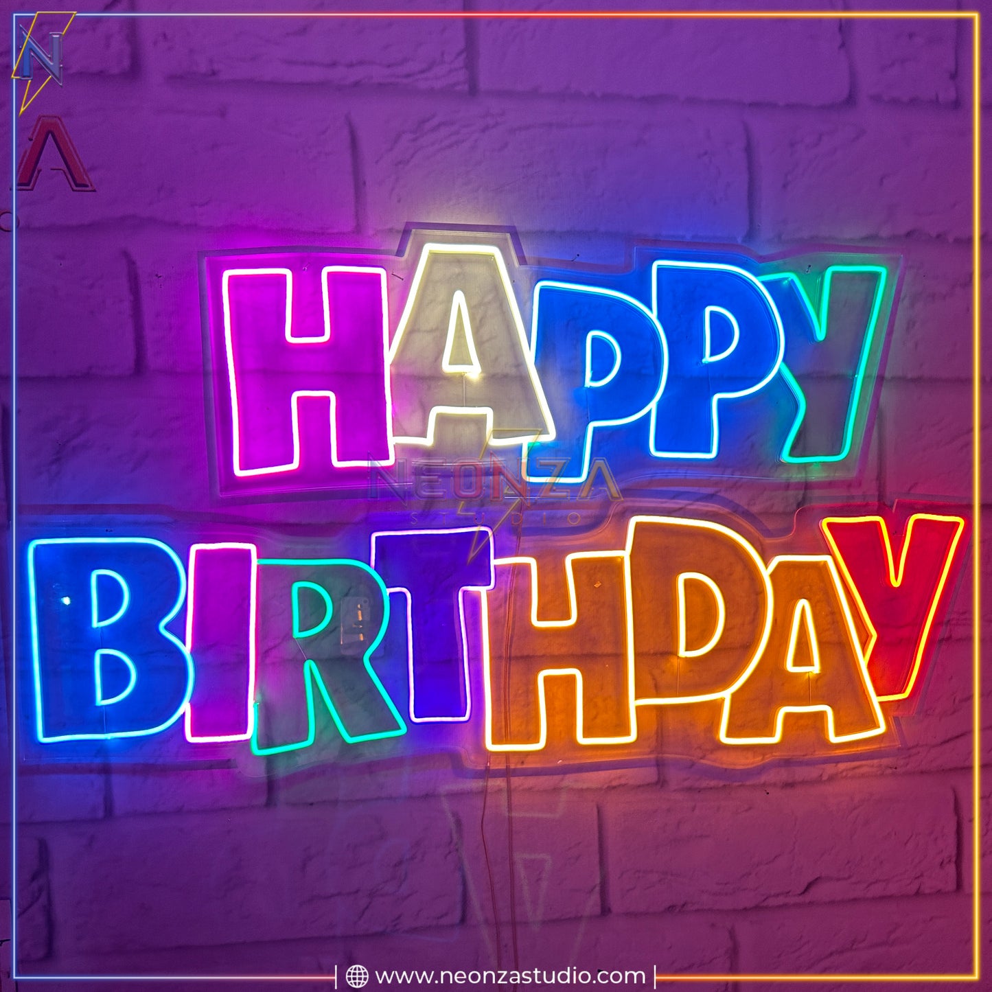 Colourful Happy Birthday Neon Sign - Neonzastudio