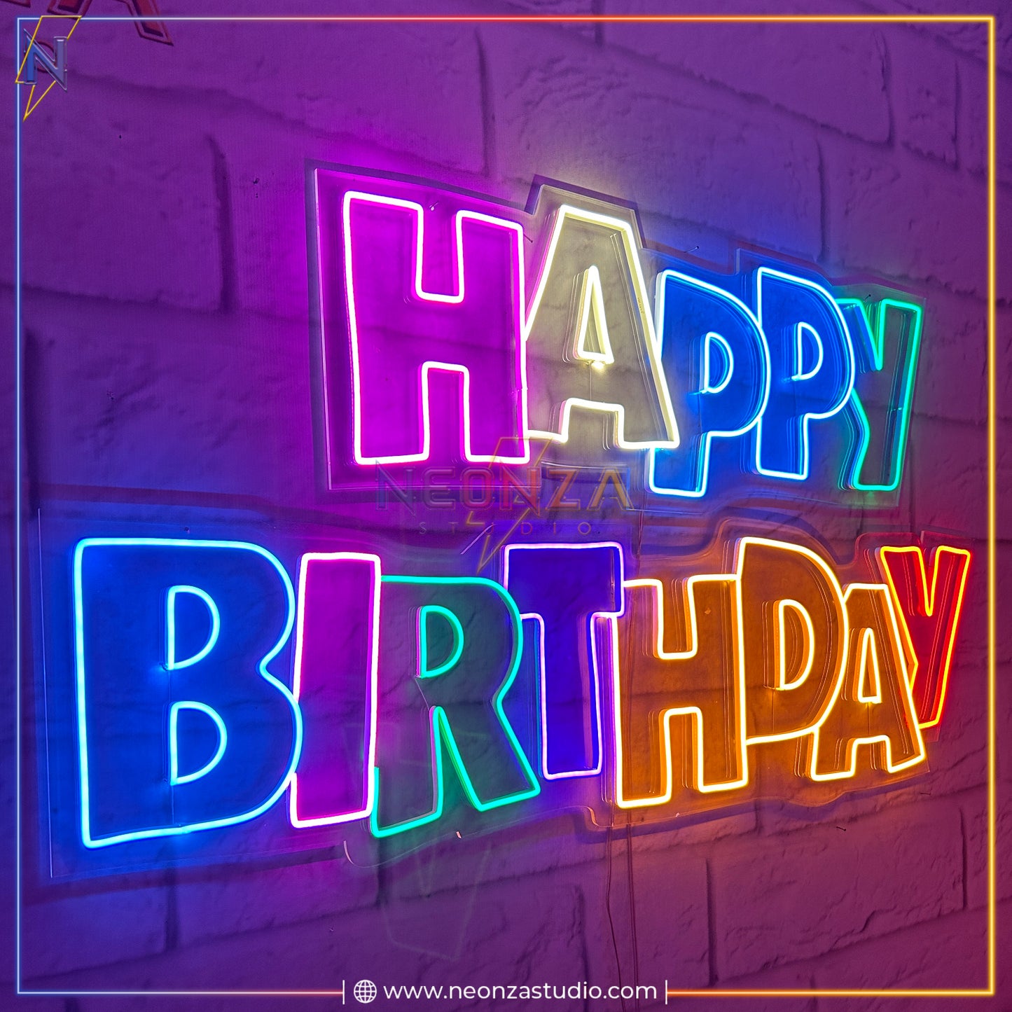 Happy Birthday Double art Neon Sign - Neonzastudio