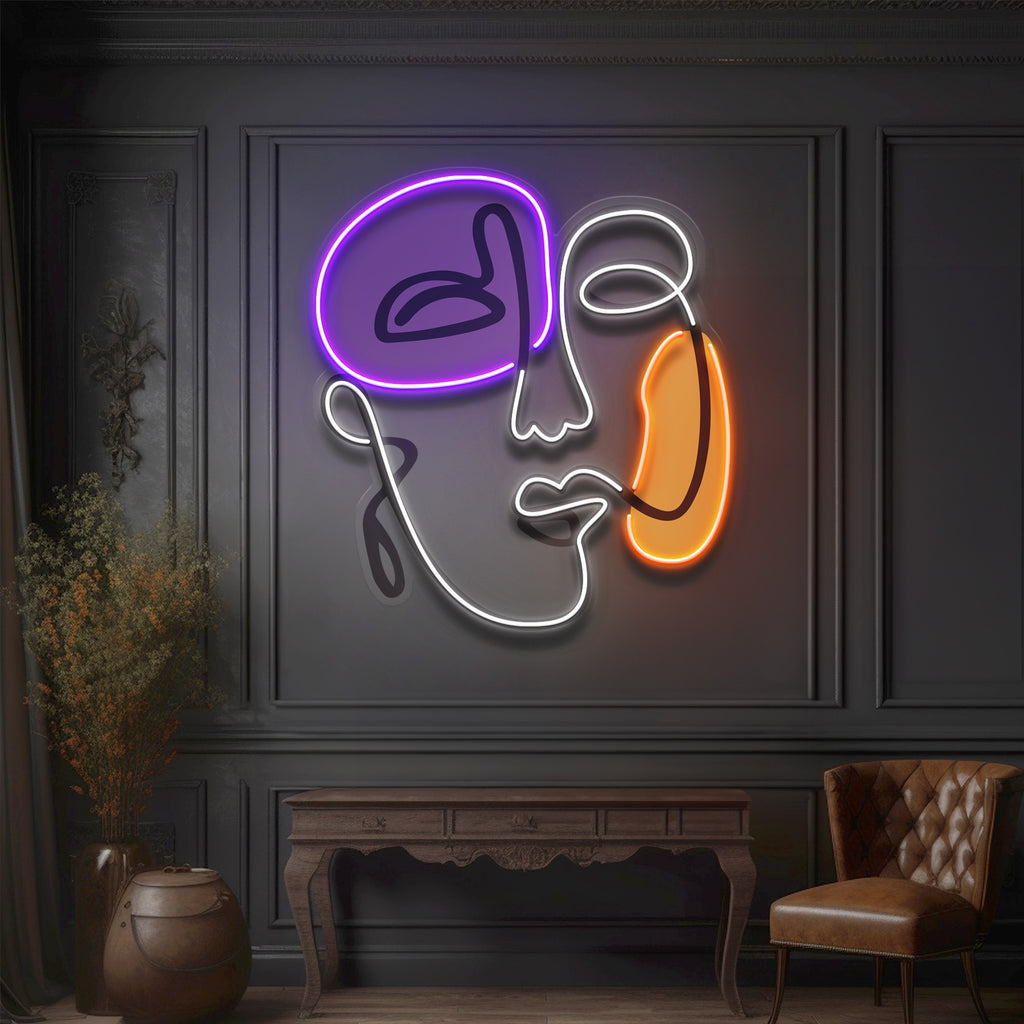 Bright outlets Abstract Face Art LED Light Wall Decoration