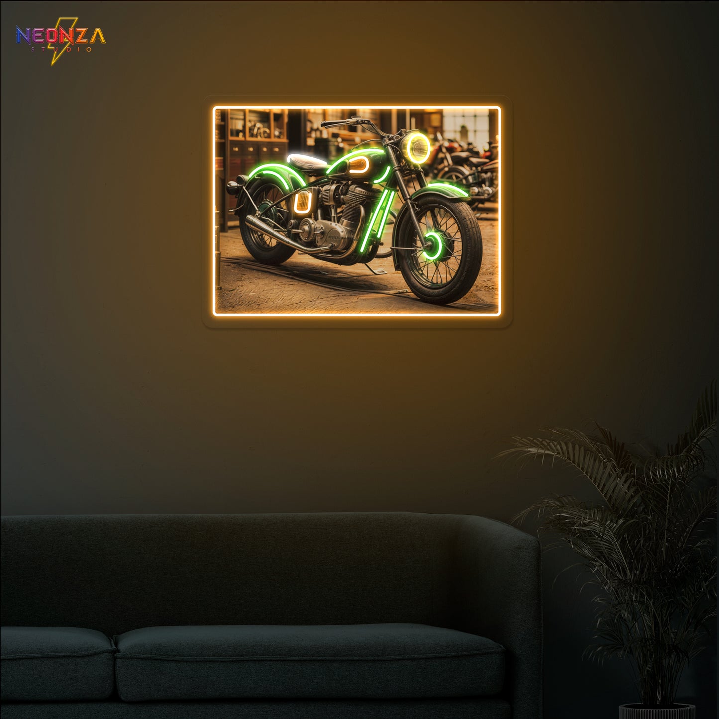 Royal Enfield Motorcycle Vintage Neon Sign Artwork