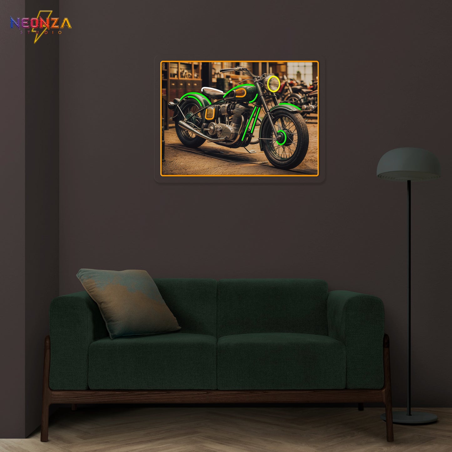 Royal Enfield Motorcycle Vintage Neon Sign Artwork