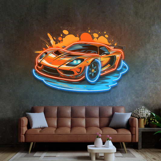 Sports Car Catoon LED Neon Sign Light Pop Art
