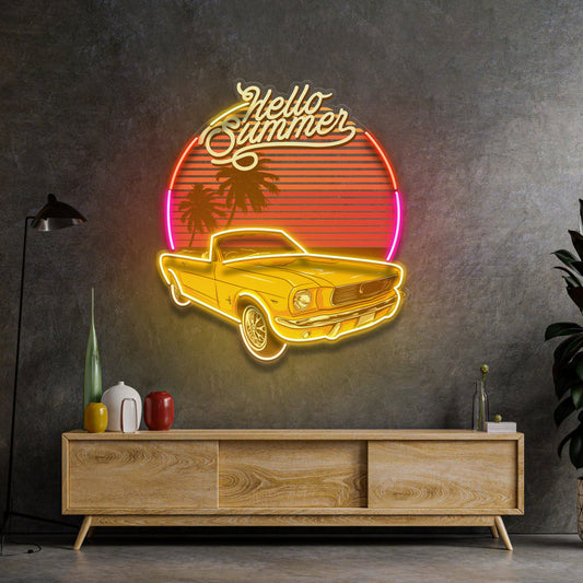 Summer Tropical Beach And Car LED Neon Sign Light Pop Art