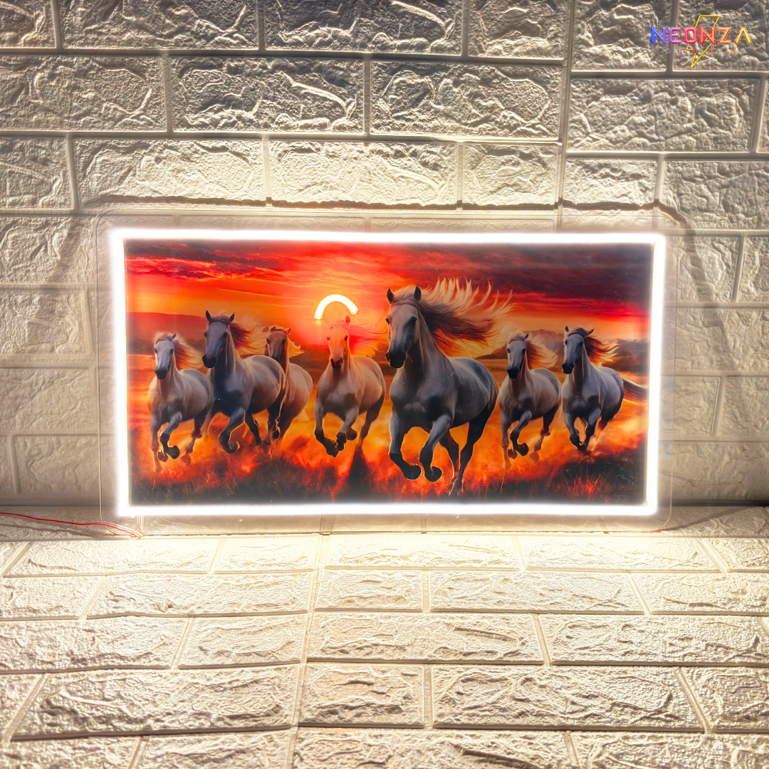 Seven Running Horse Neonsign Artwork