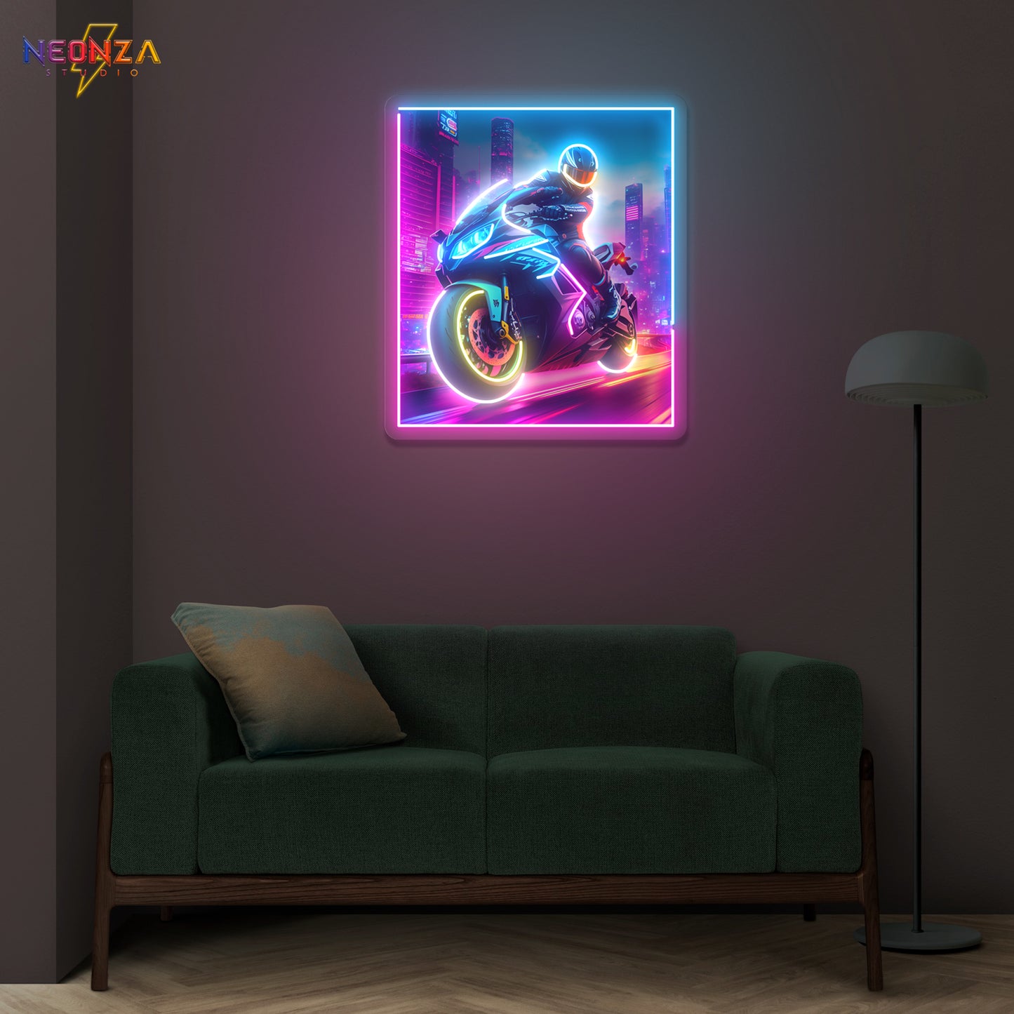 Man Riding Motorcycle Neon sign Artwork