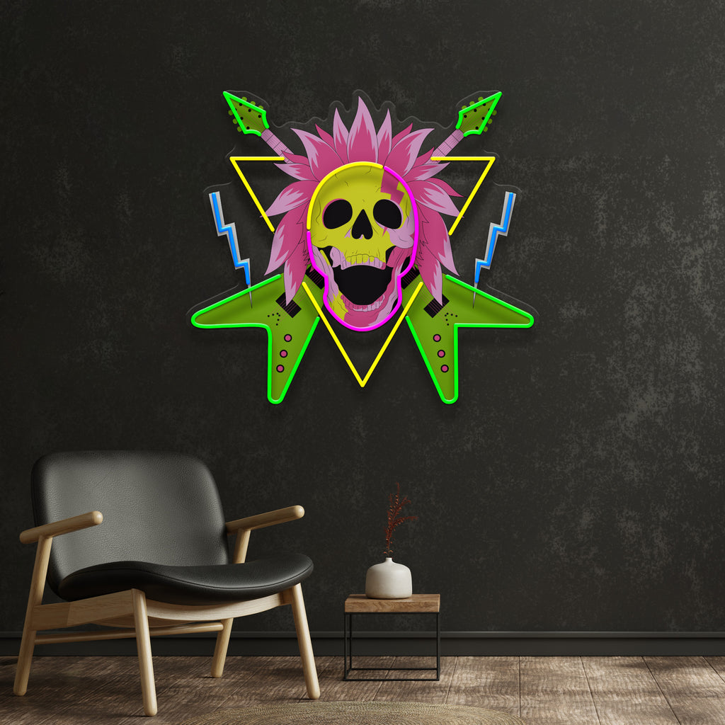 Rock And Skull LED Neon Sign Light Pop Art