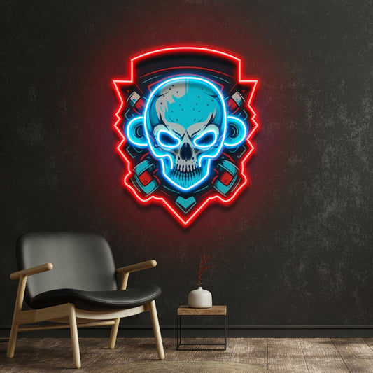 Shield Monkey Skull LED Neon Sign Light Pop Art