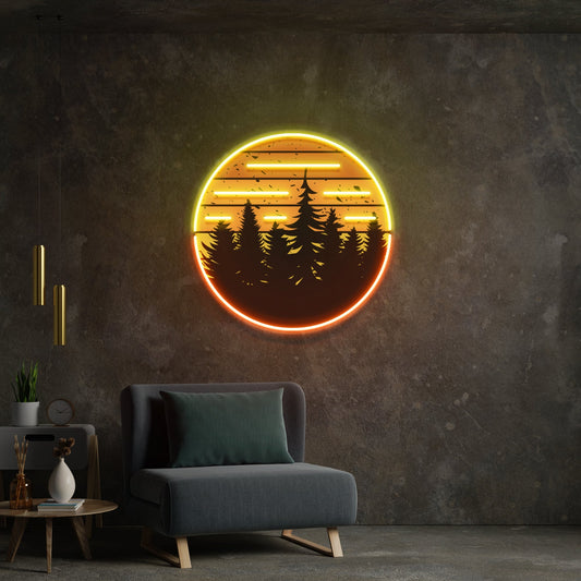 80s Style Grunge Striped Sunsets Artwork Led Neon Sign Light