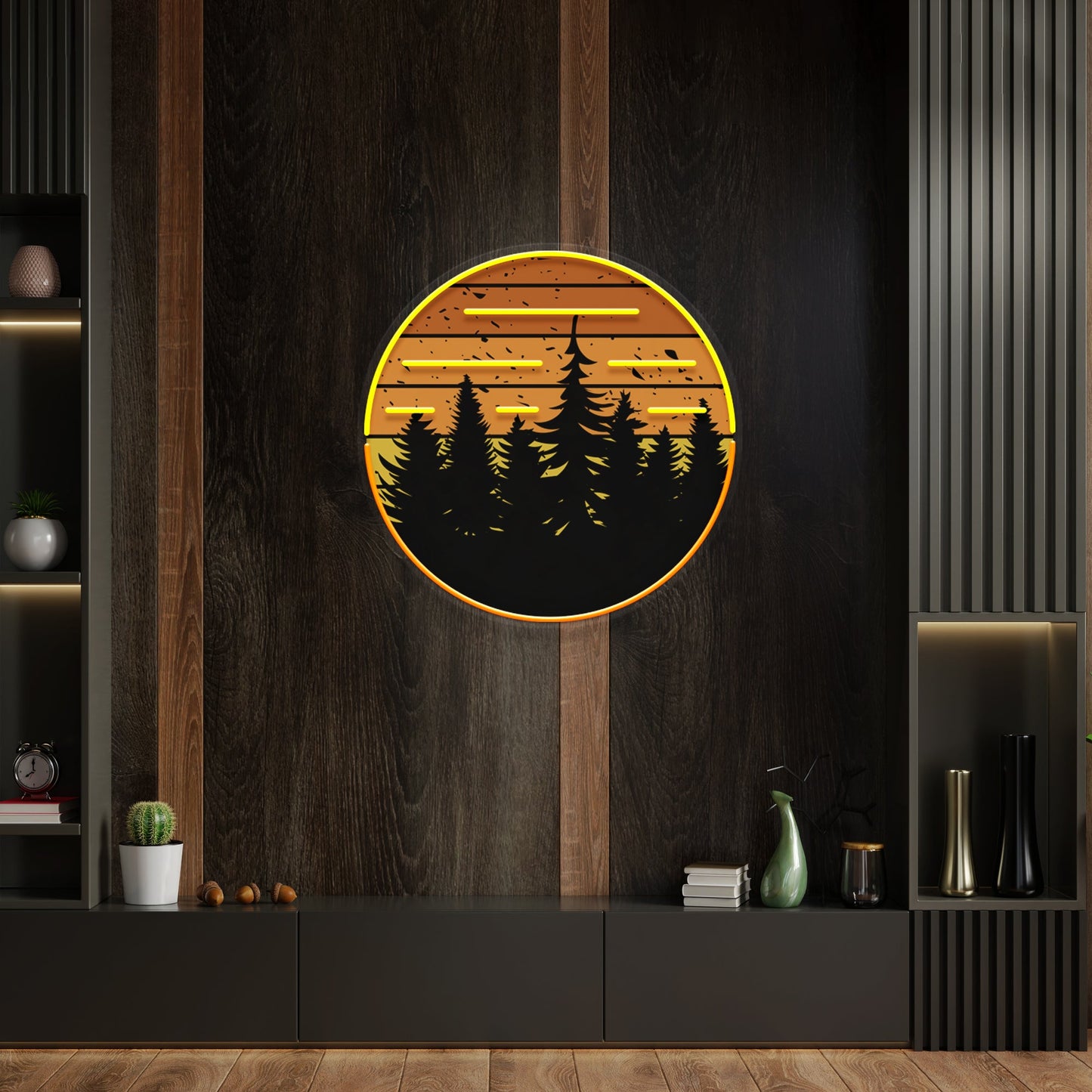 80s Style Grunge Striped Sunsets Artwork Led Neon Sign Light