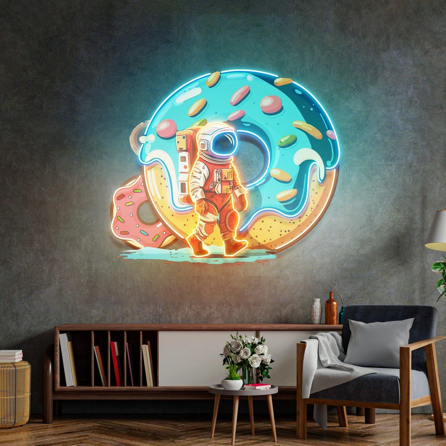 Astronaut Donut Led Neon Acrylic Artwork - Neonzastudio