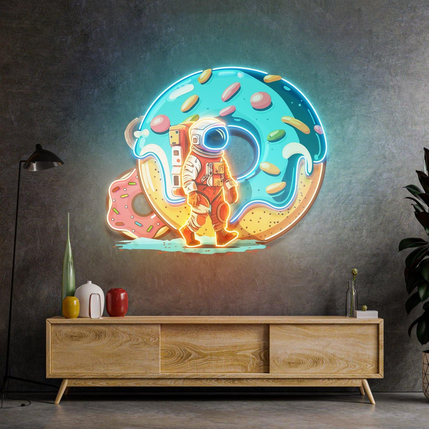 Astronaut Donut Led Neon Acrylic Artwork - Neonzastudio