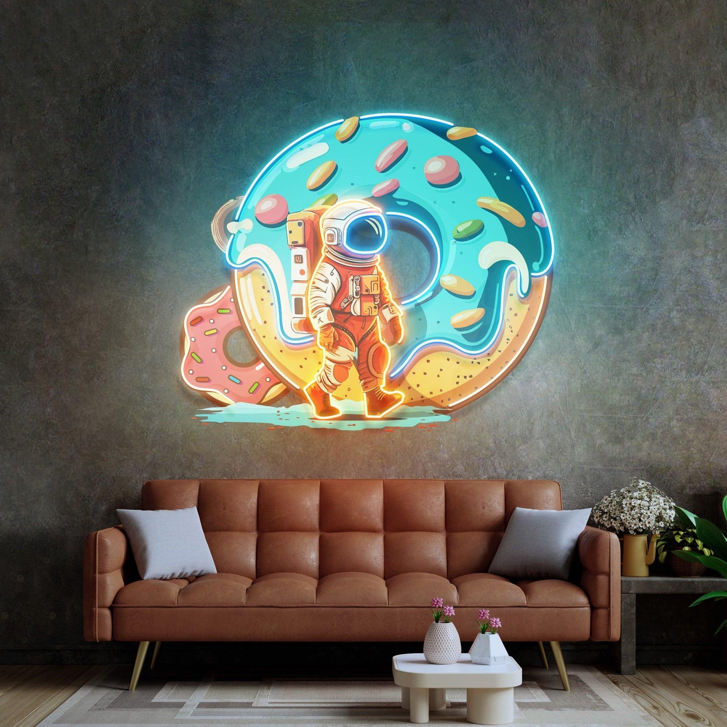 Astronaut Donut Led Neon Acrylic Artwork - Neonzastudio