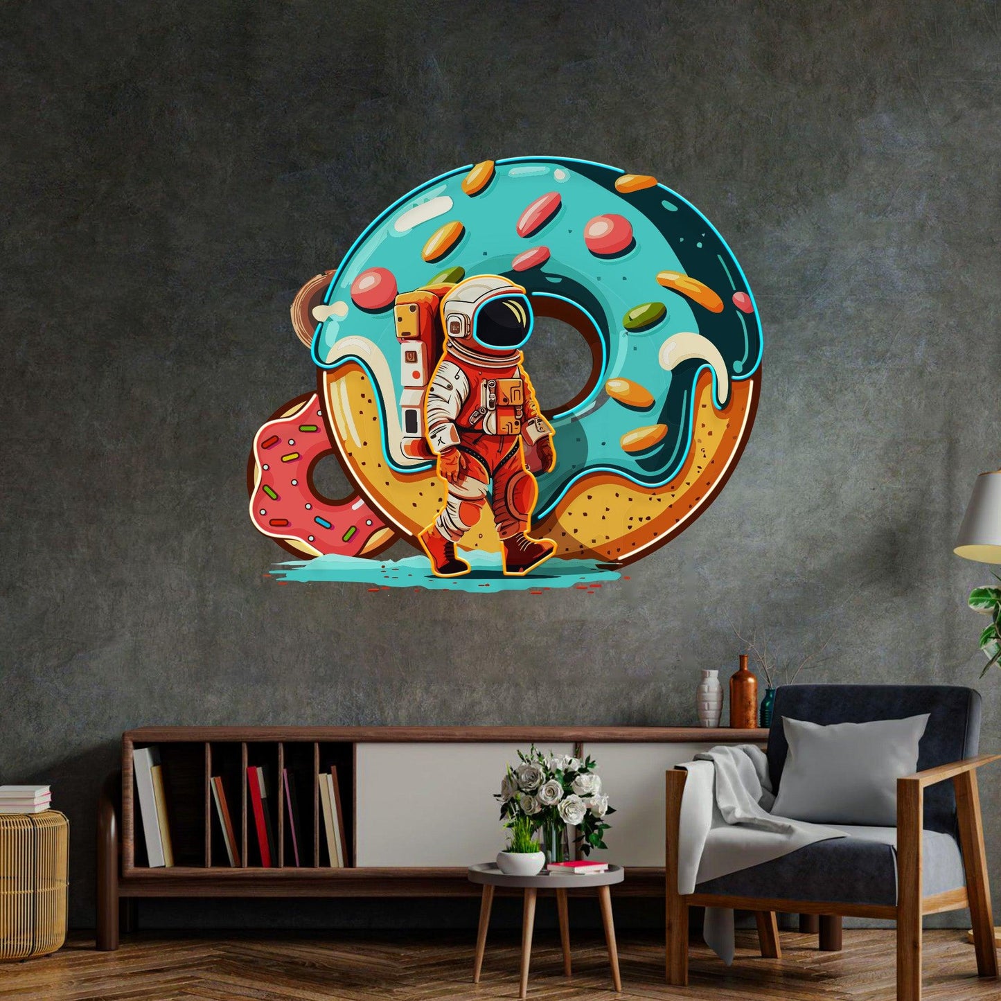 Astronaut Donut Led Neon Acrylic Artwork - Neonzastudio