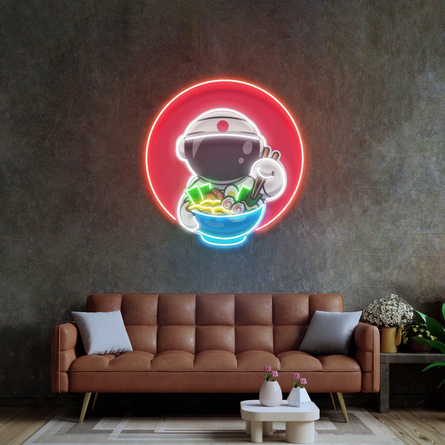 Astronaut Eating Ramen Led Neon Acrylic Artwork - Neonzastudio