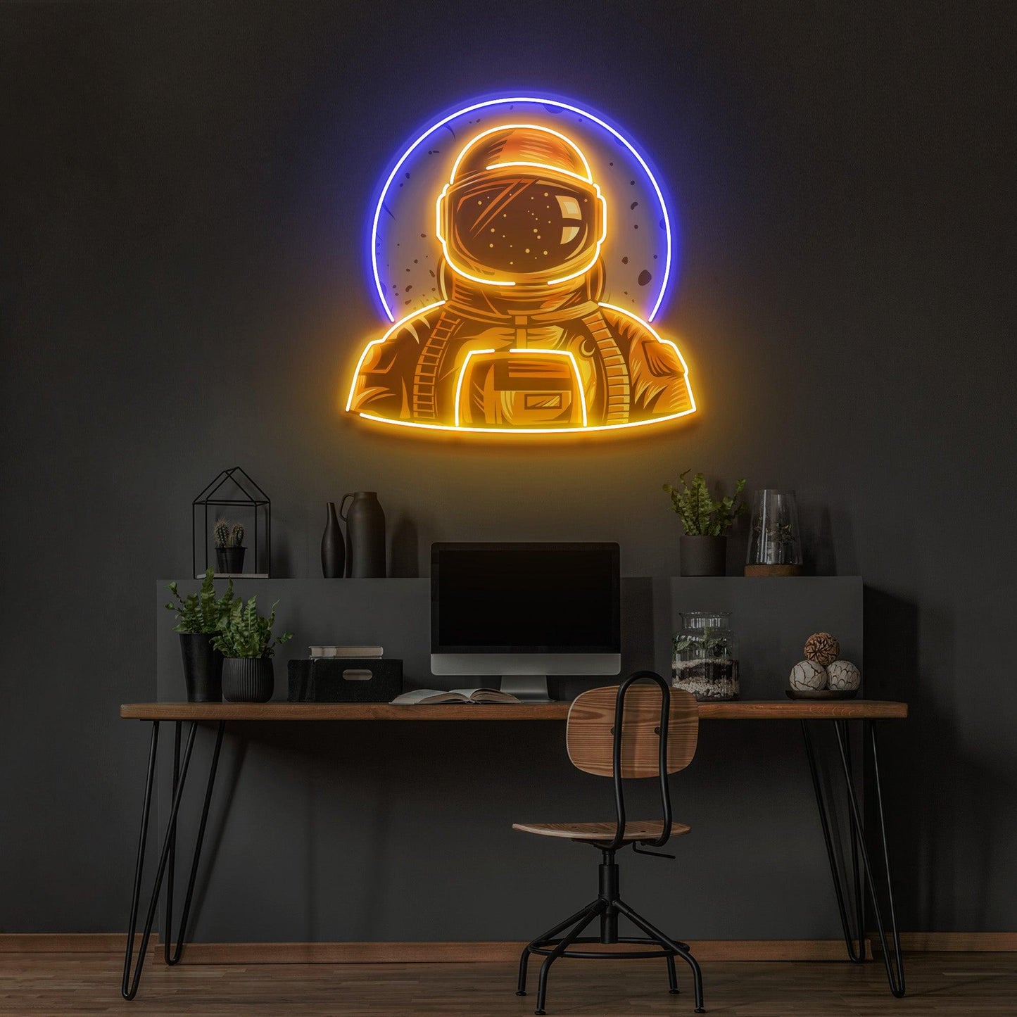 Astronaut Emblem Led Neon Acrylic Artwork - Neonzastudio