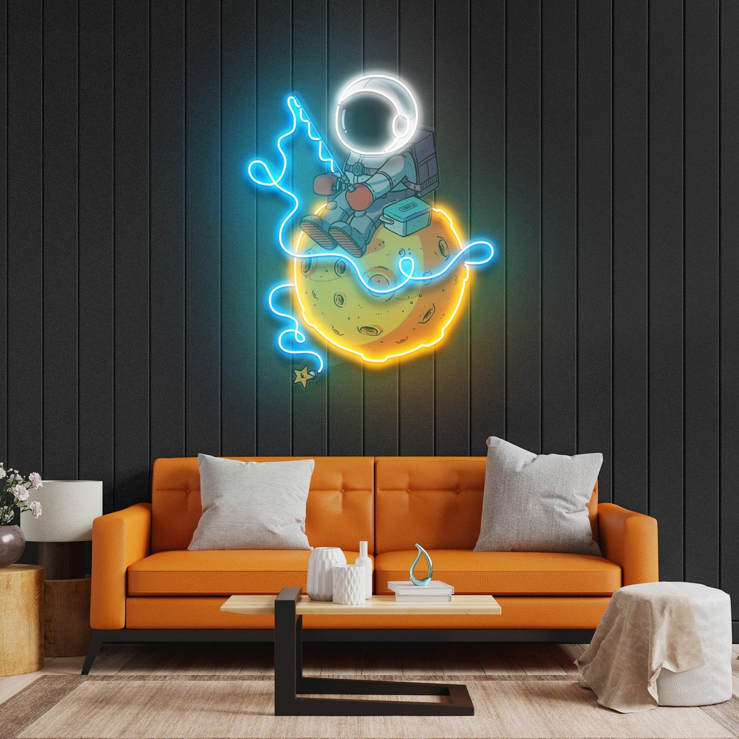 Astronaut Fishing Led Neon Acrylic Artwork - Neonzastudio