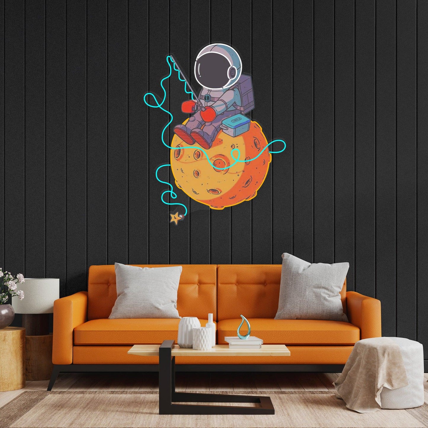 Astronaut Fishing Led Neon Acrylic Artwork - Neonzastudio