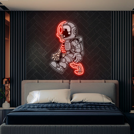 Astronaut Half Skull Artwork Led Neon Sign Light