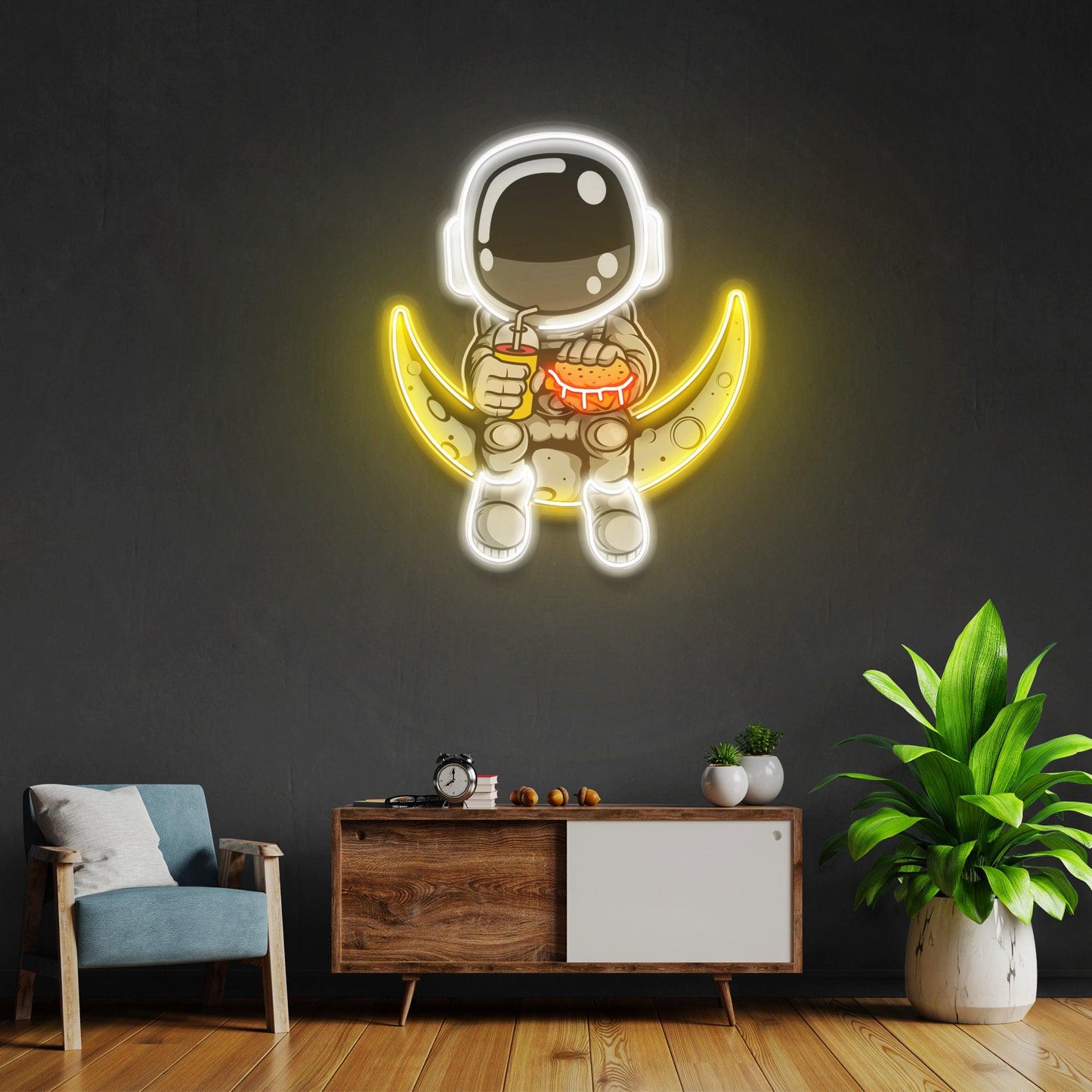 Astronaut Hamburger Led Neon Acrylic Artwork - Neonzastudio