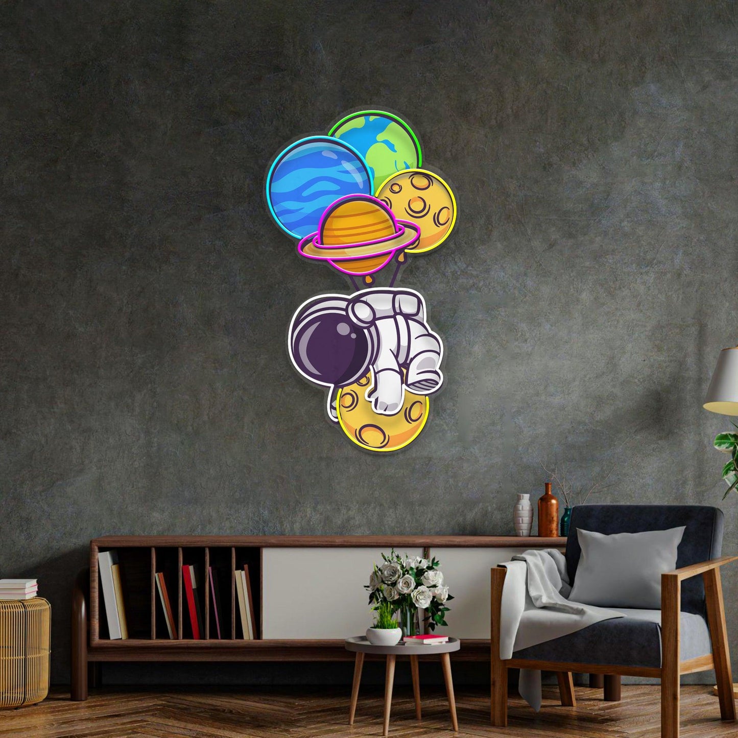 Astronaut Hugging Planet Led Neon Acrylic Artwork - Neonzastudio