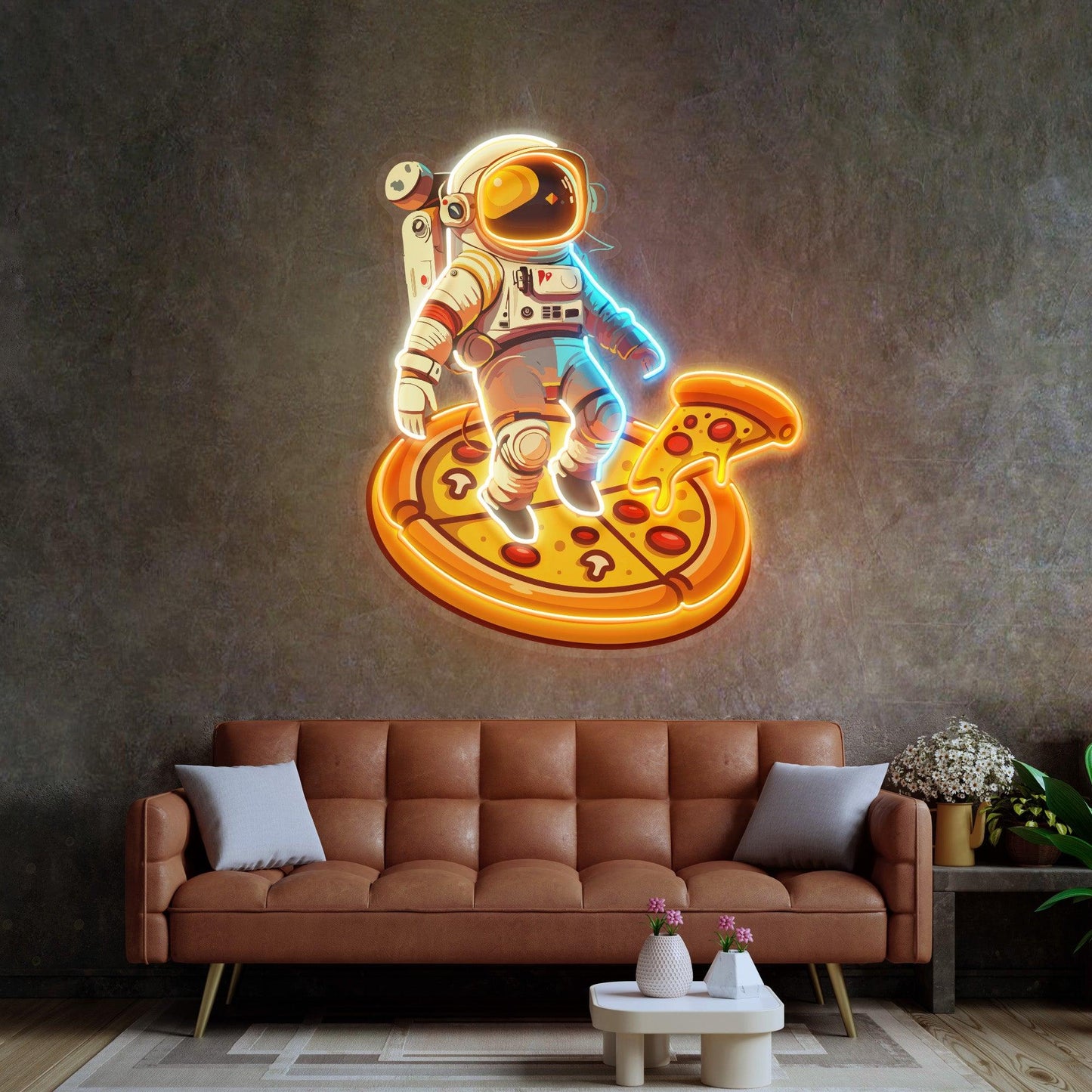 Astronaut Pizza Led Neon Acrylic Artwork - Neonzastudio