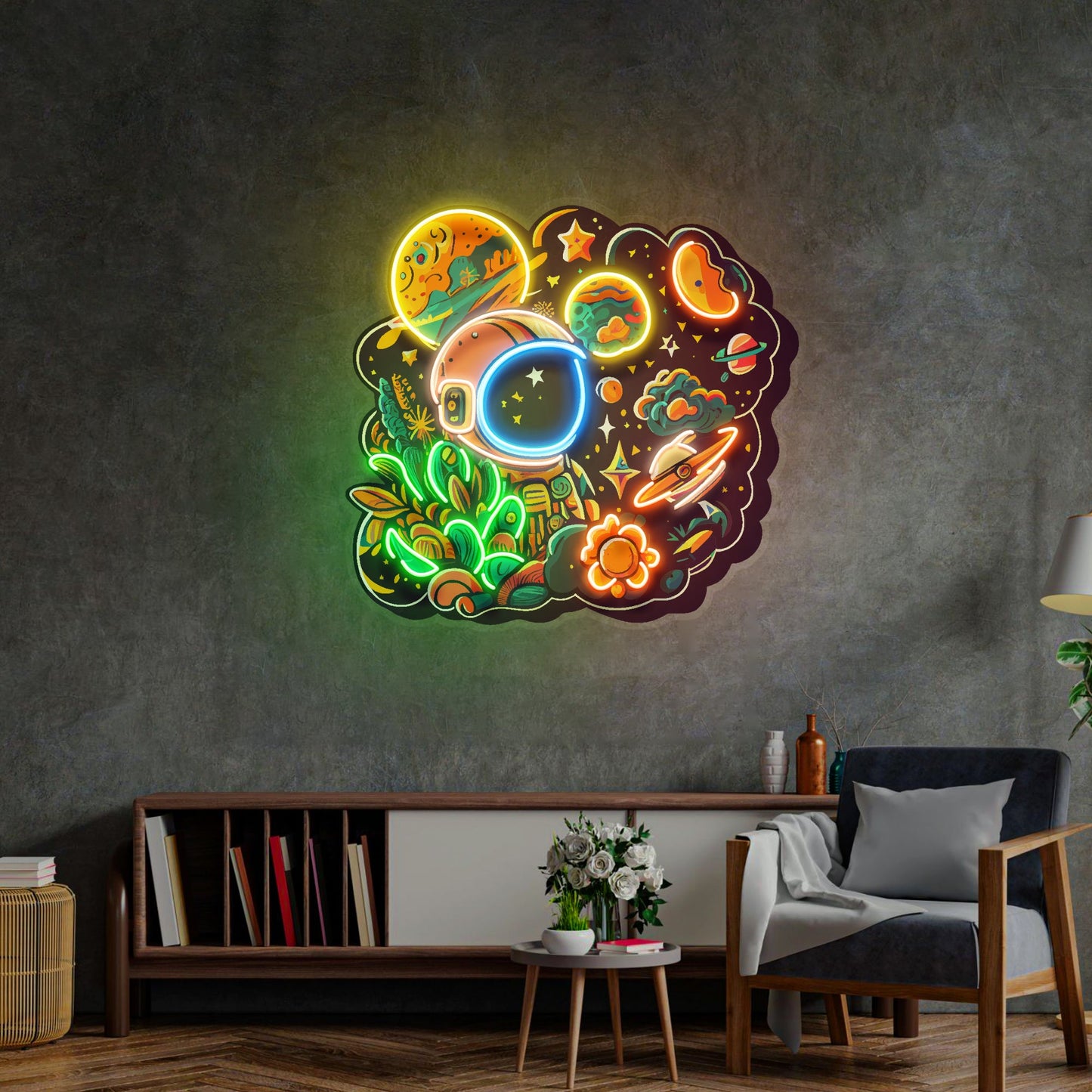 Astronaut Plant Universe LED Neon Sign Light Pop Art - Neonzastudio