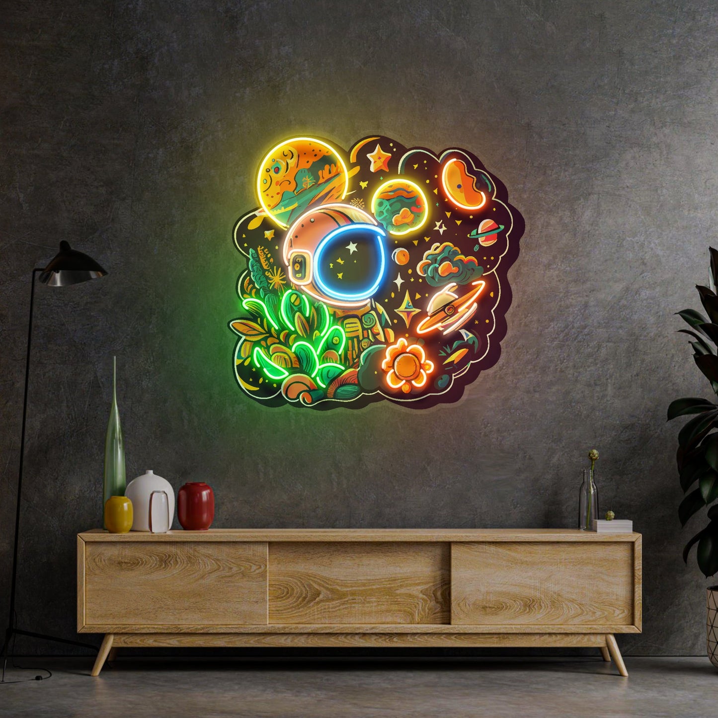 Astronaut Plant Universe LED Neon Sign Light Pop Art - Neonzastudio