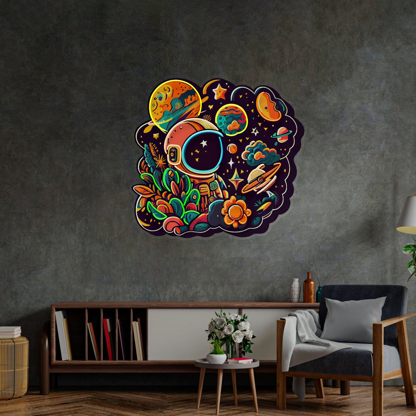 Astronaut Plant Universe LED Neon Sign Light Pop Art - Neonzastudio