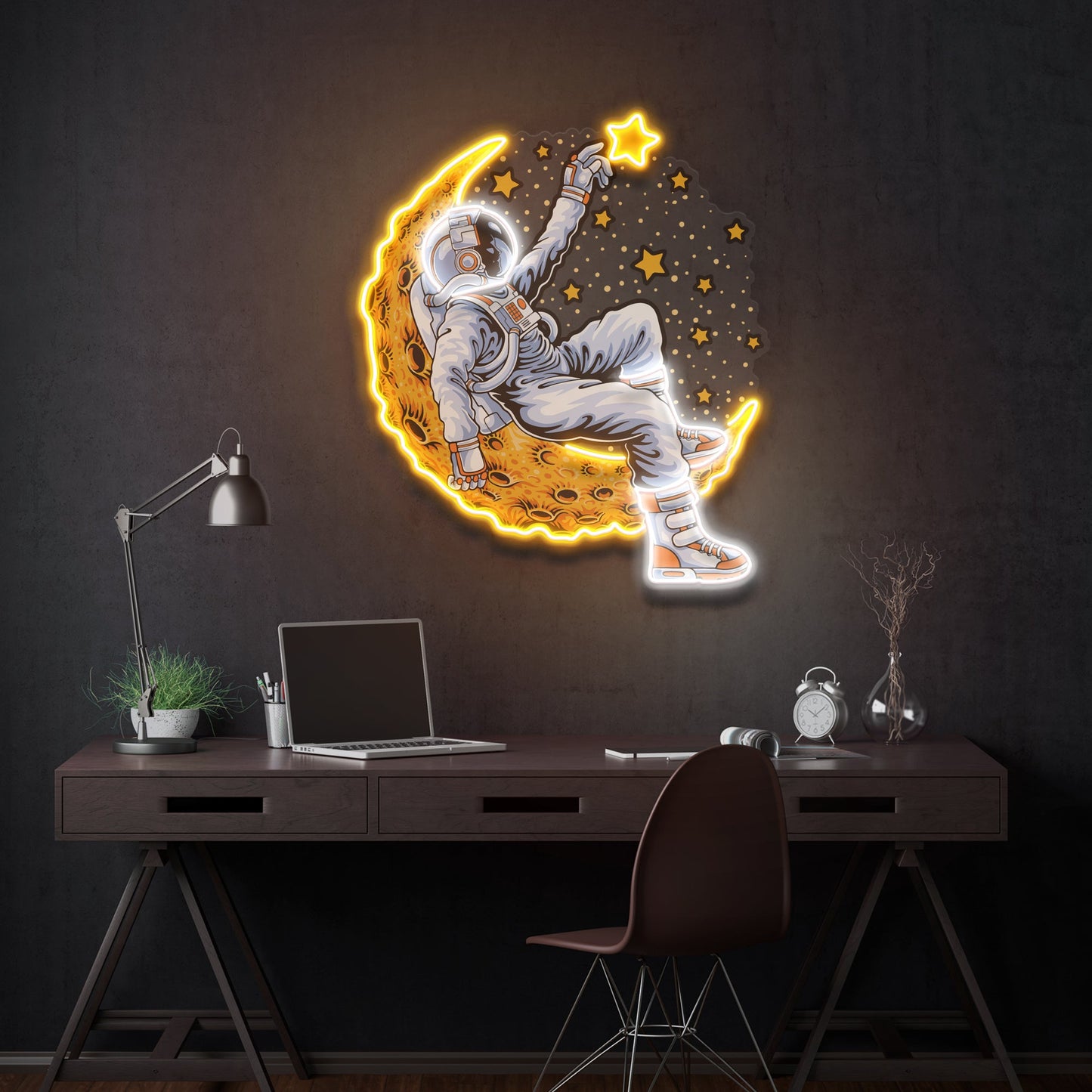 Astronaut Lying On The Moon Artwork Led Neon Sign Light - Neonzastudio