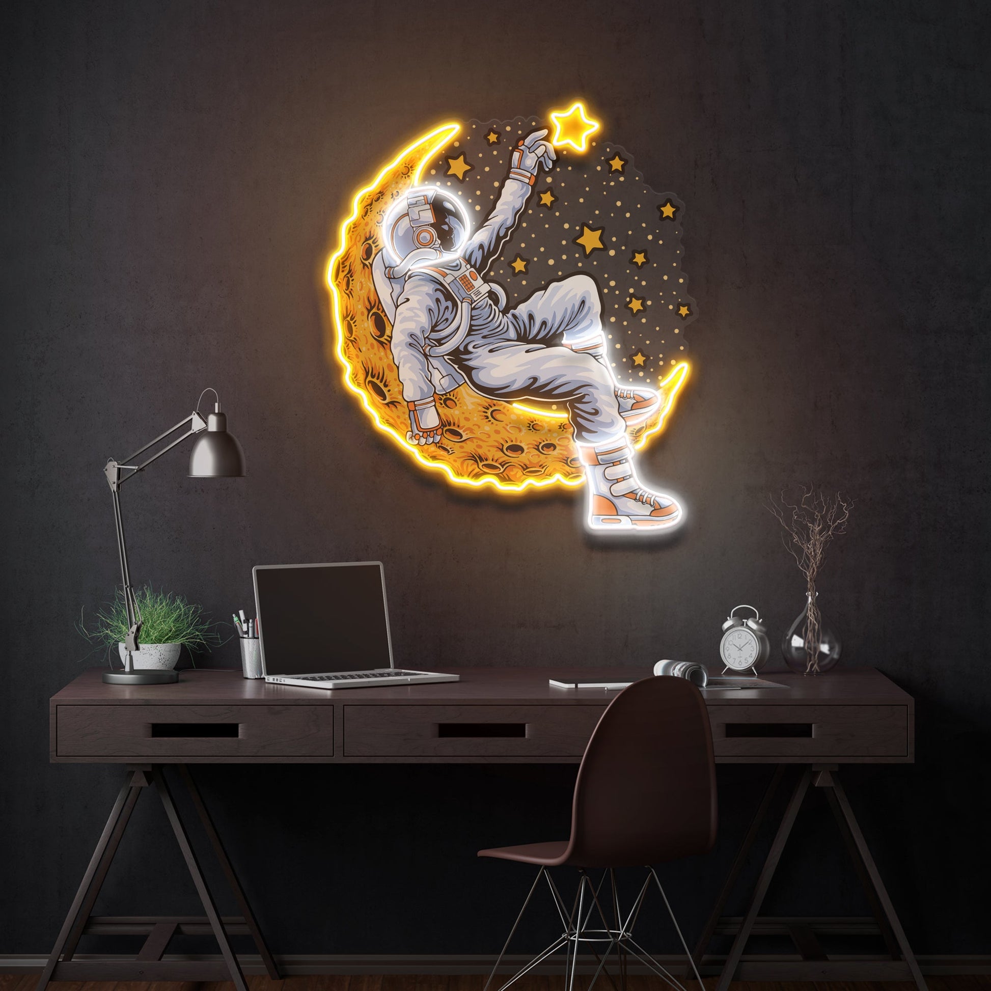 Astronaut Lying On The Moon Artwork Led Neon Sign Light - Neonzastudio