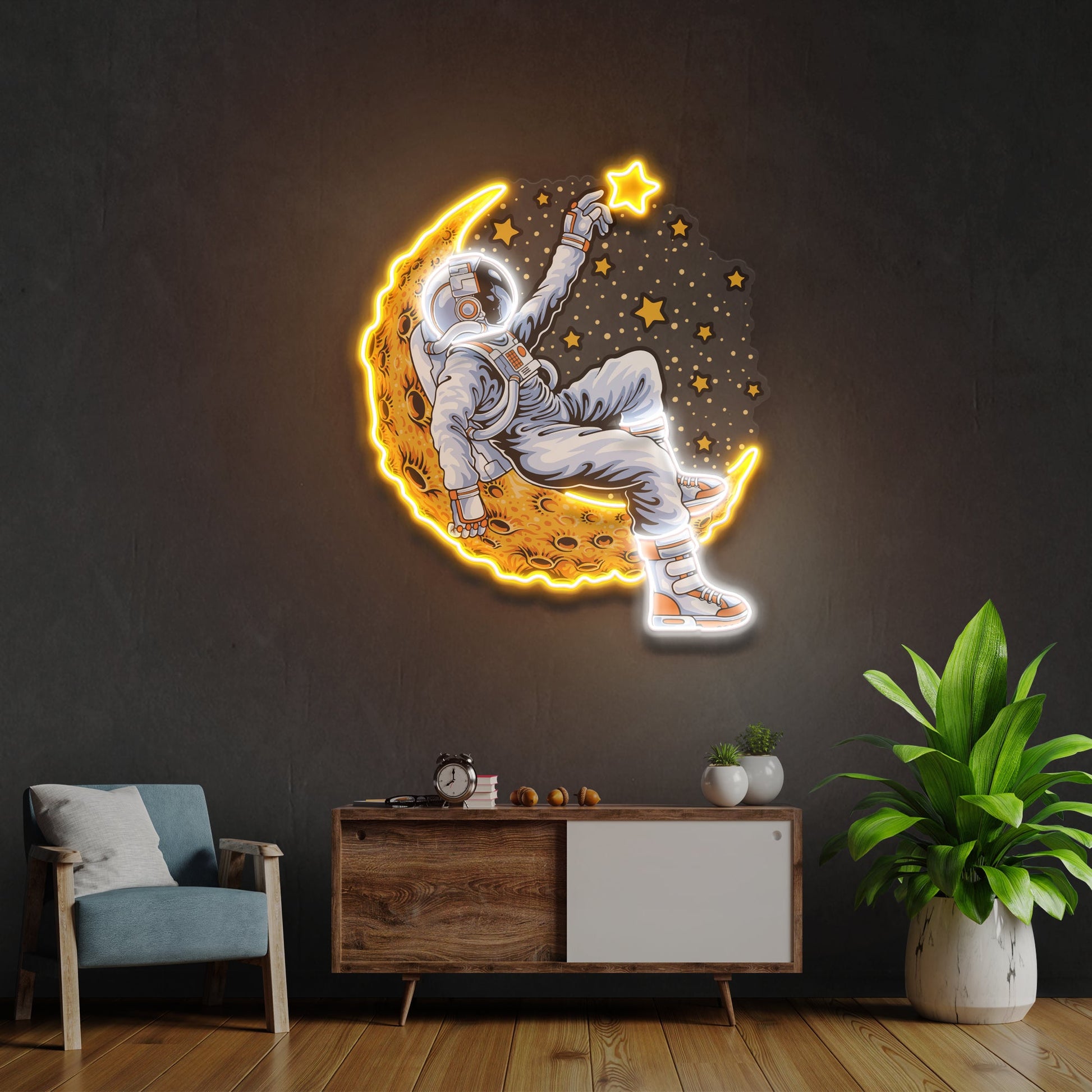 Astronaut Lying On The Moon Artwork Led Neon Sign Light - Neonzastudio