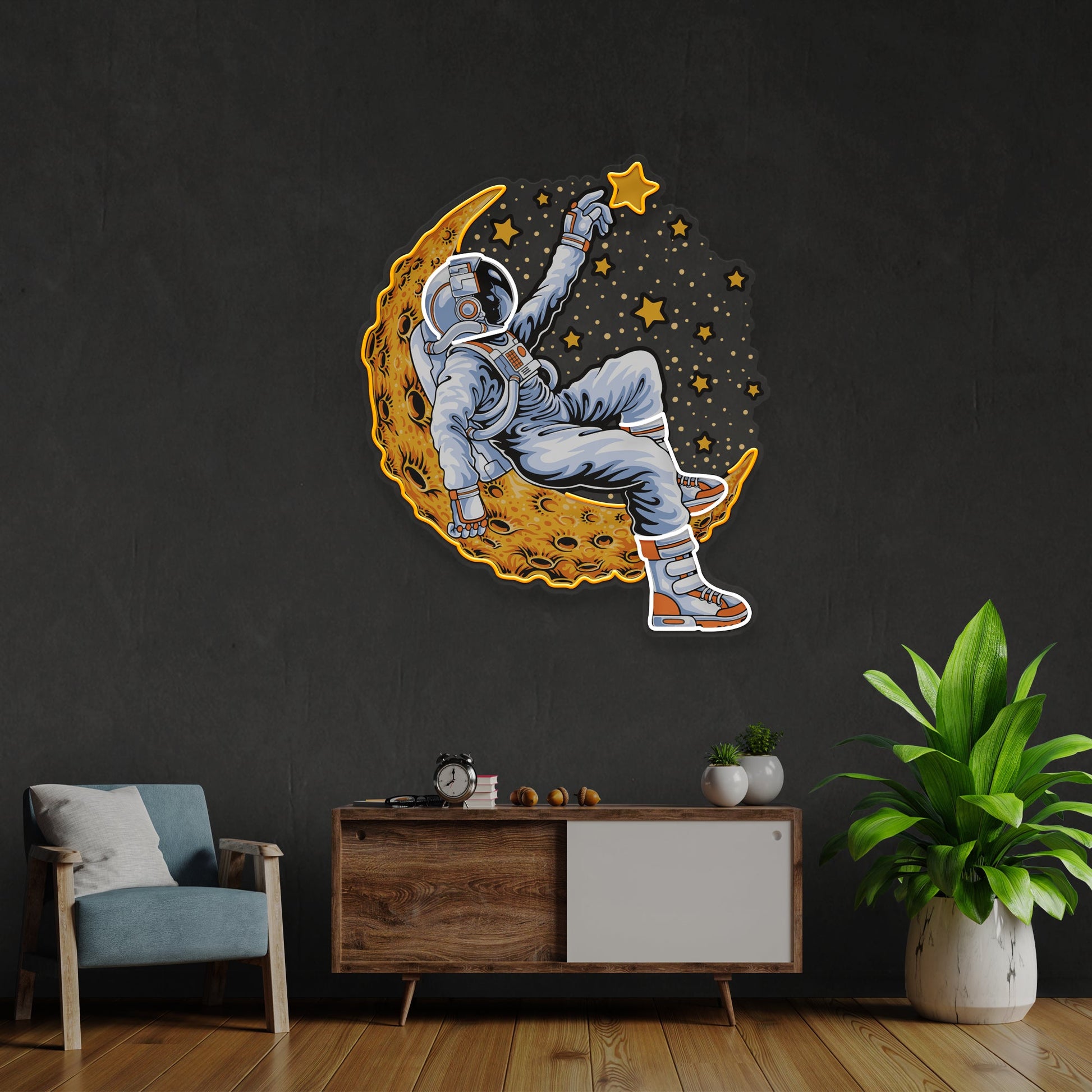 Astronaut Lying On The Moon Artwork Led Neon Sign Light - Neonzastudio