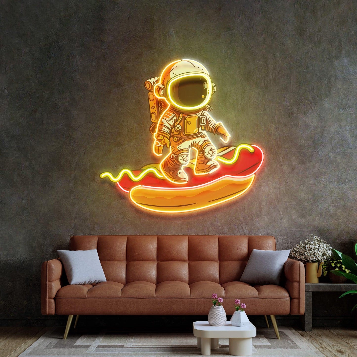 Astronaut on Hotdog Led Neon Acrylic Artwork - Neonzastudio