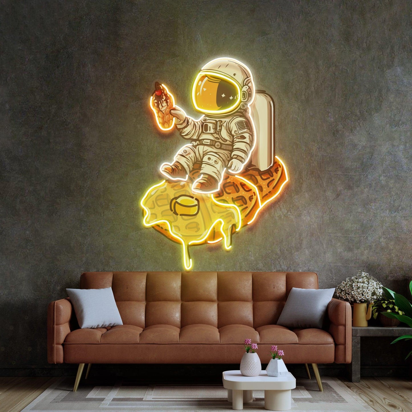 Astronaut on Waffle Led Neon Acrylic Artwork - Neonzastudio