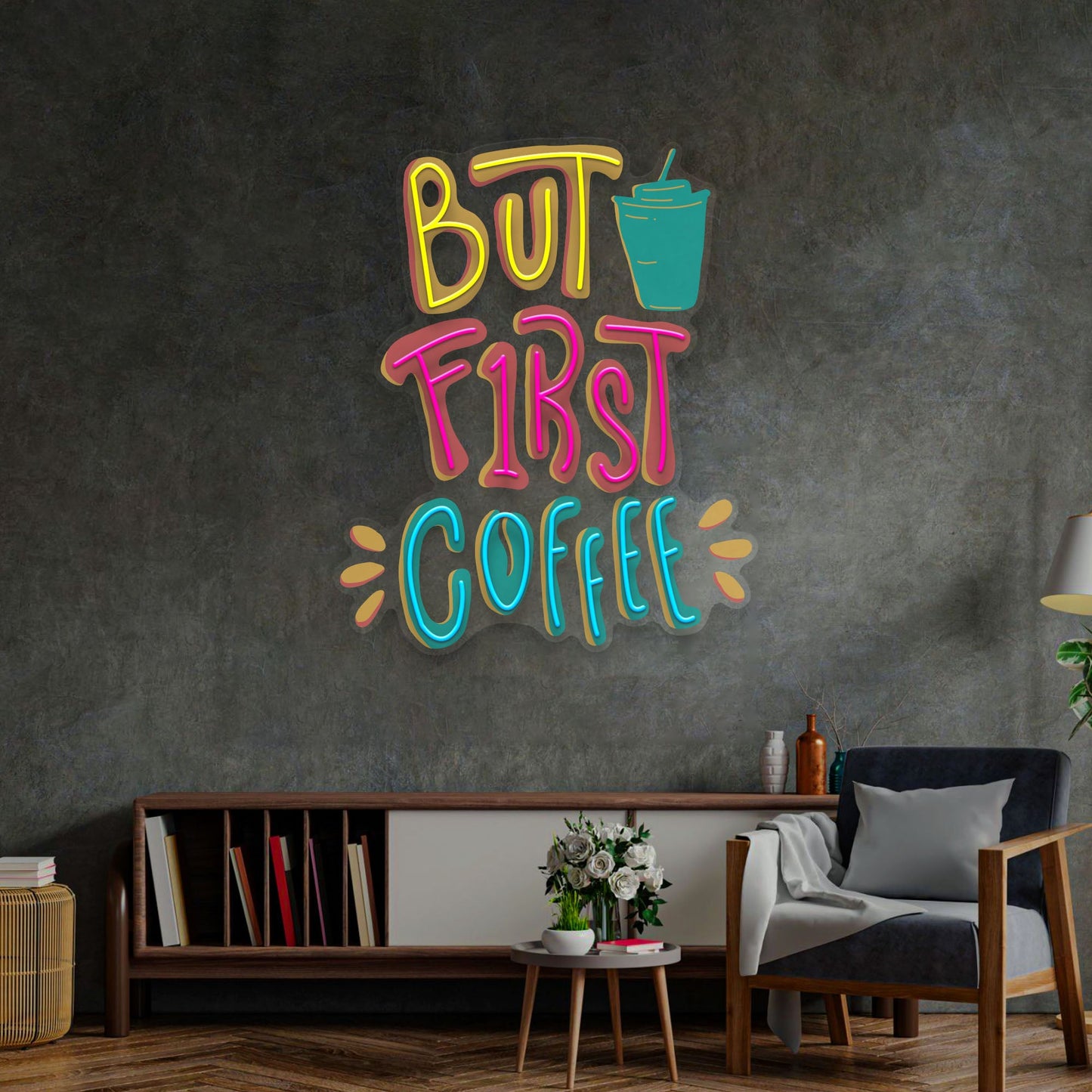 But First Coffee LED Neon Sign Light Pop Art - Neonzastudio