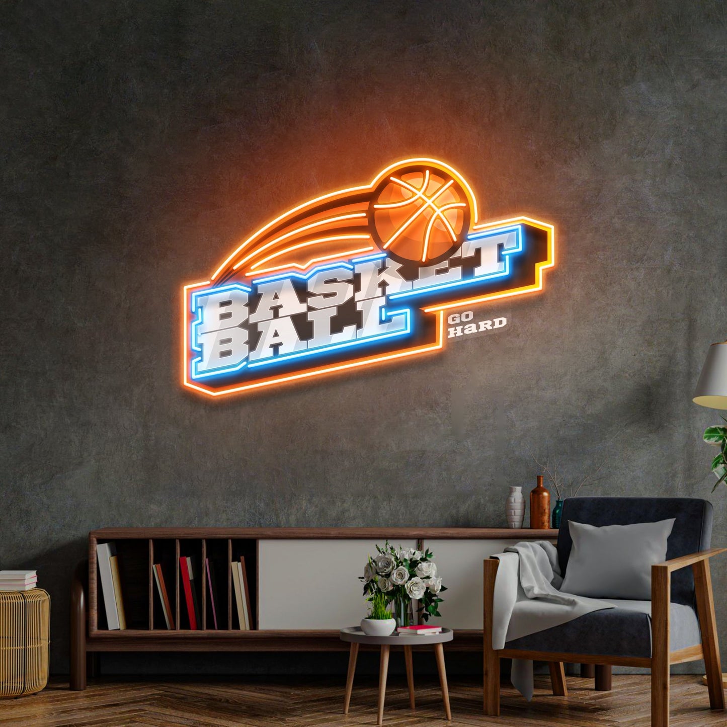 Basketball Go Hard LED Neon Sign Light Pop Art - Neonzastudio