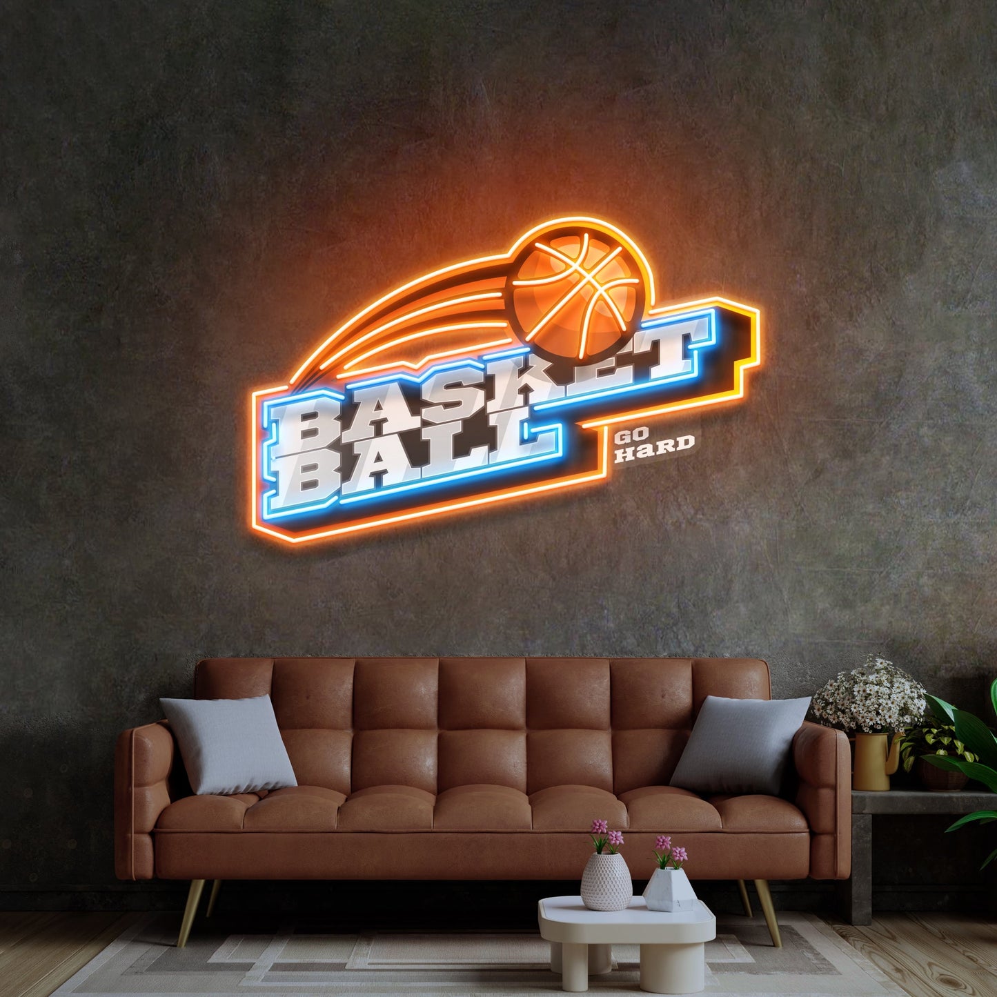 Basketball Go Hard LED Neon Sign Light Pop Art - Neonzastudio