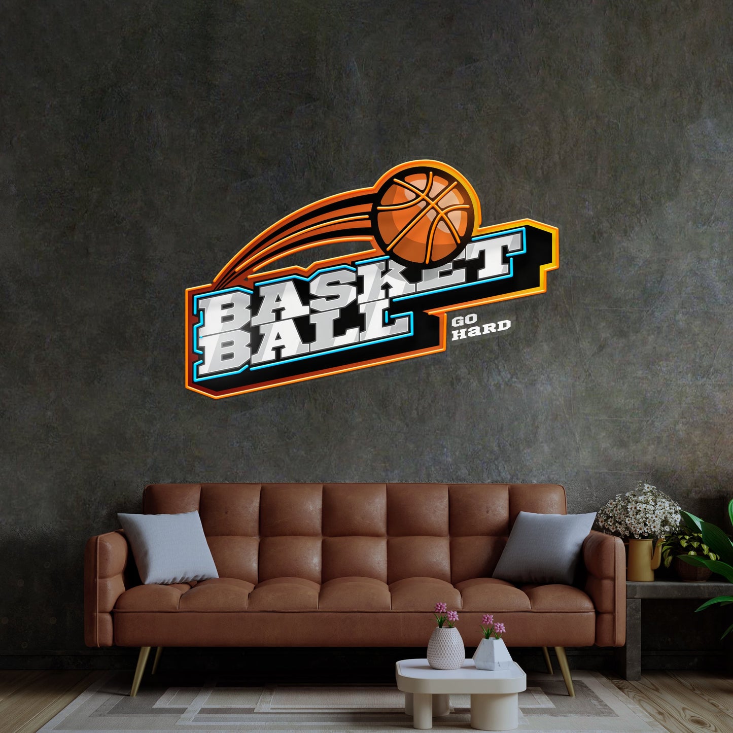 Basketball Go Hard LED Neon Sign Light Pop Art - Neonzastudio