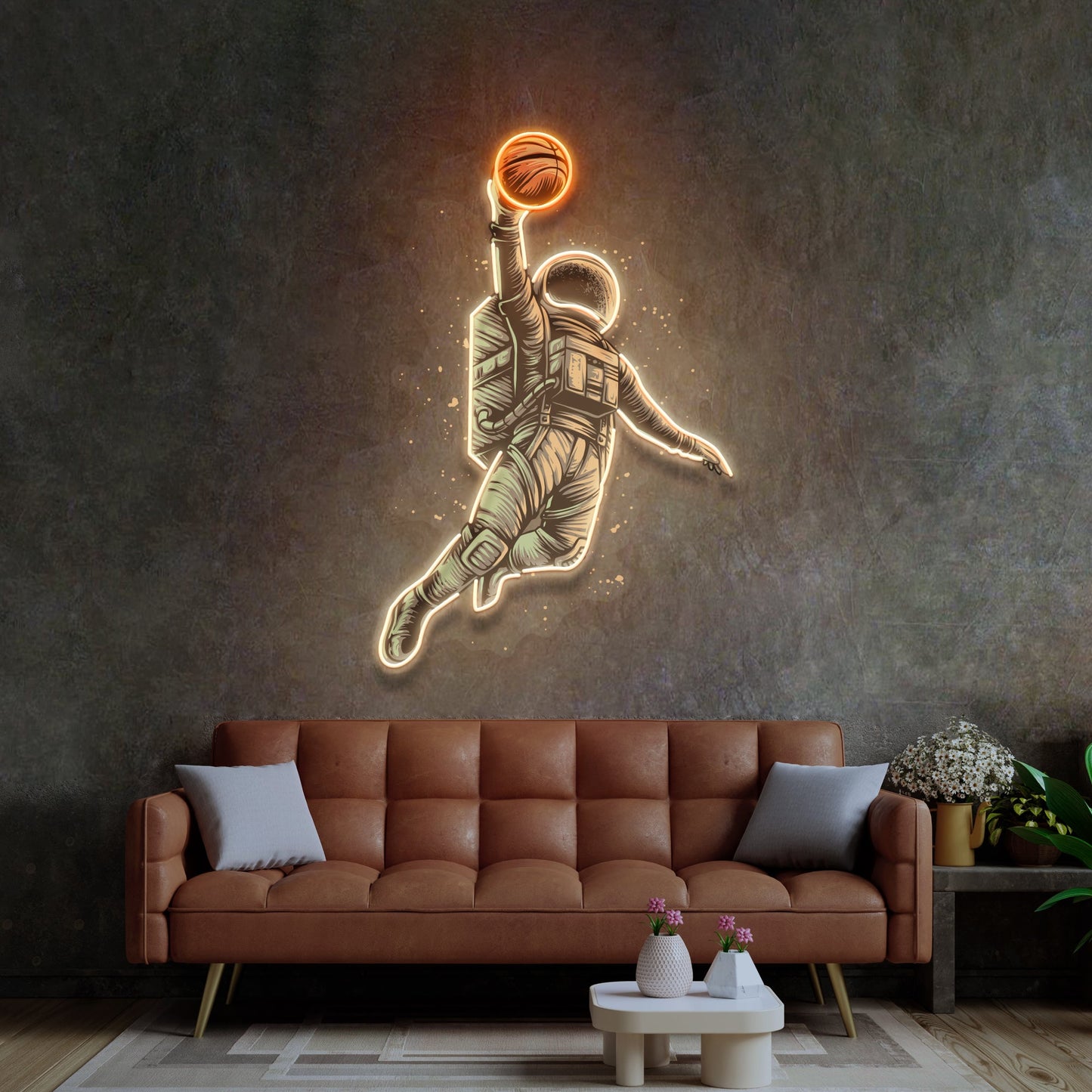 Basketball Shot Astronaut Led Neon Acrylic Artwork - Neonzastudio