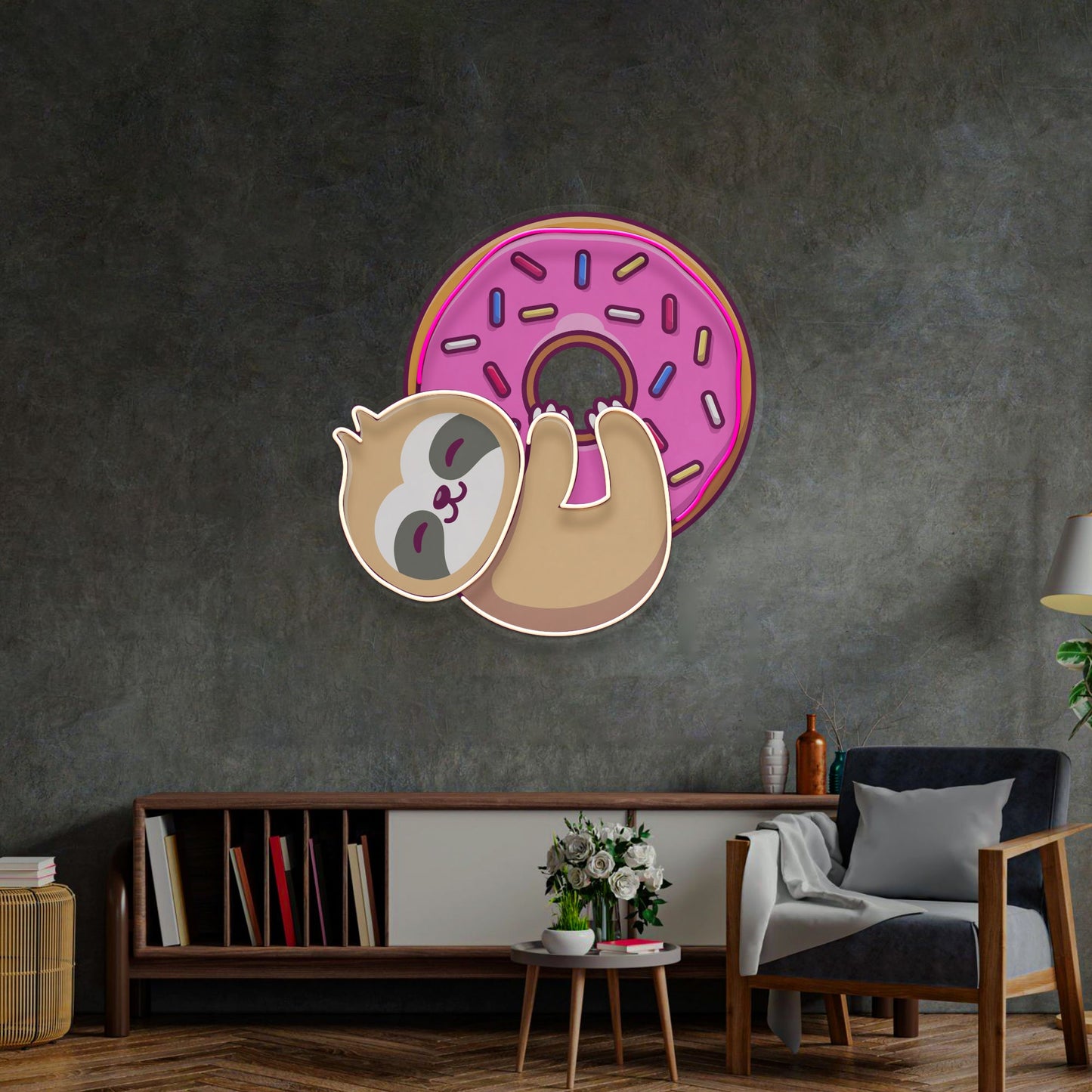 Bear Hugging Donuts LED Neon Sign Light Pop Art - Neonzastudio