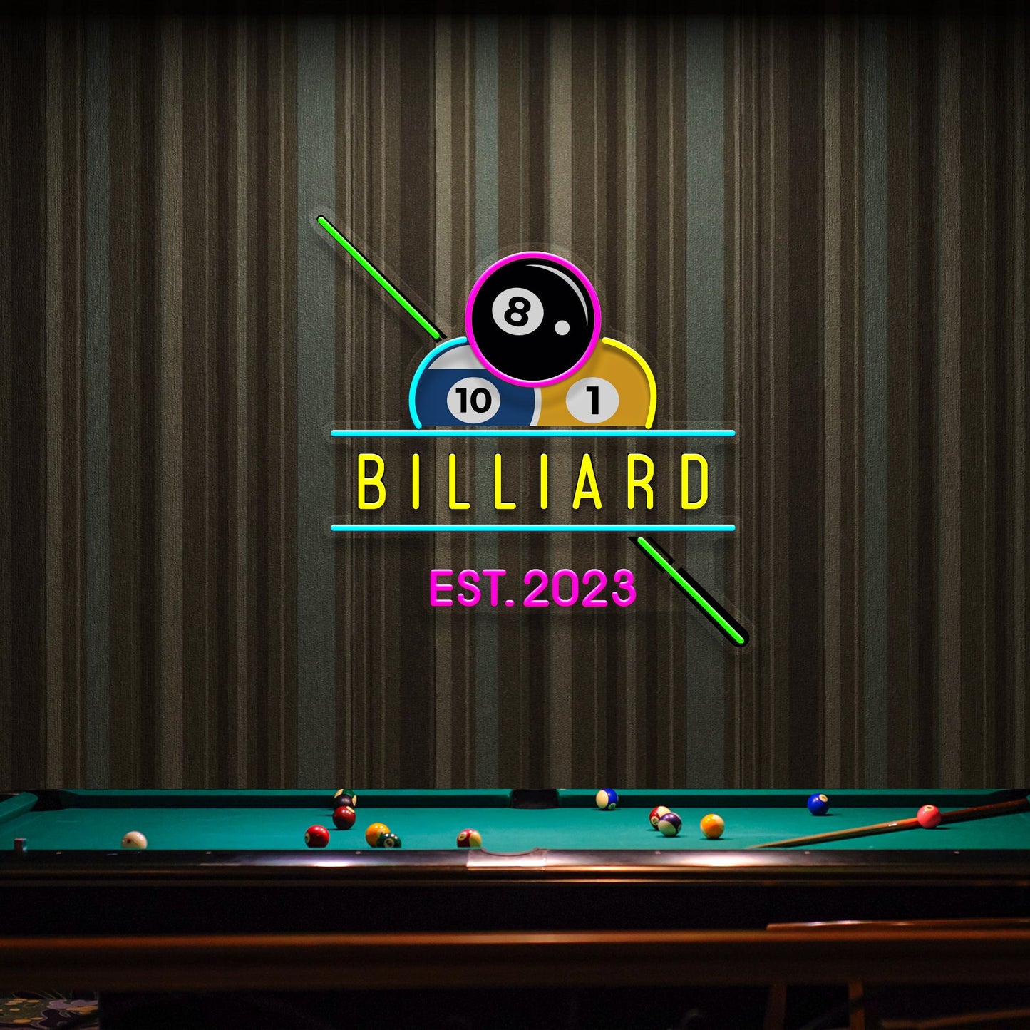 Billiards Pool Room Decor Artwork Led Neon Sign Light