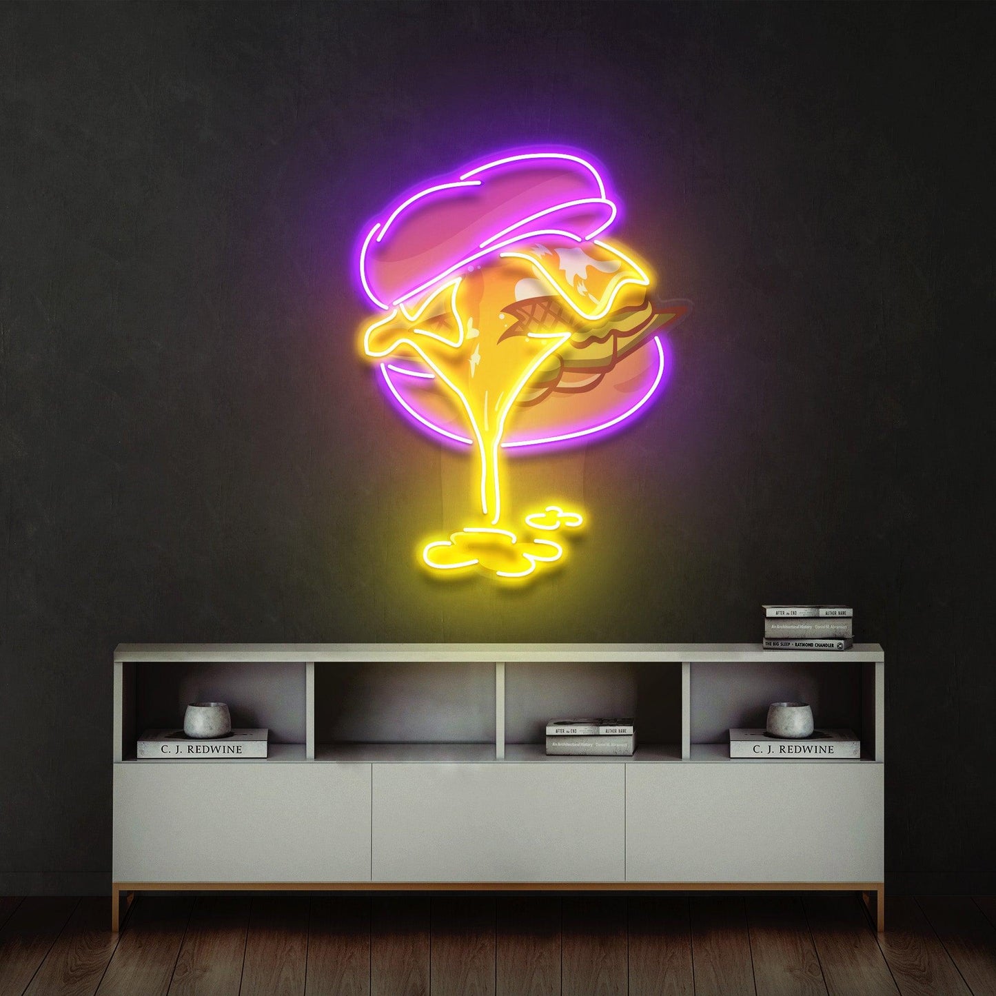 Burger Led Neon Sign - Acrylic Artwork - Neonzastudio