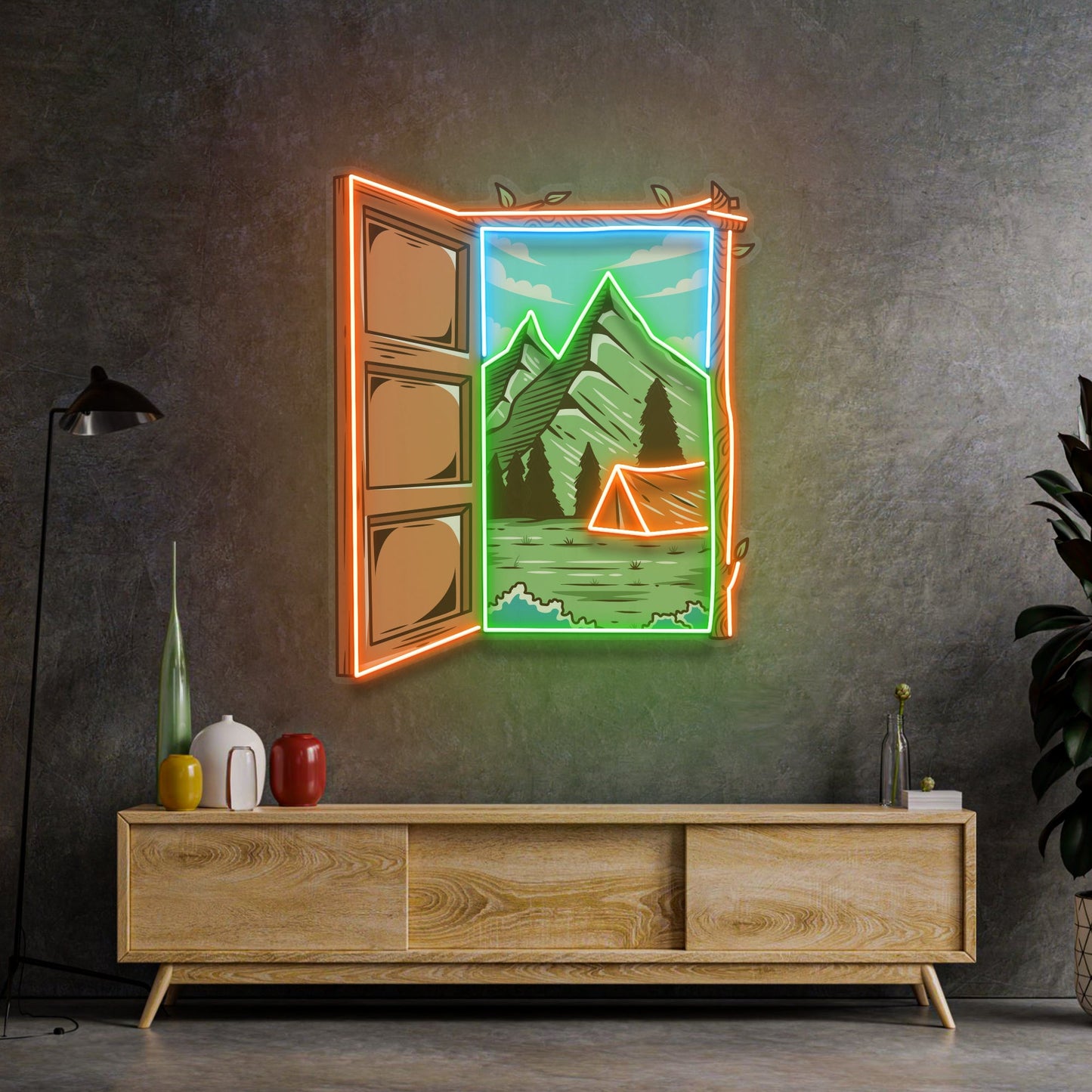 Camping on Hills LED Neon Sign Light Pop Art - Neonzastudio