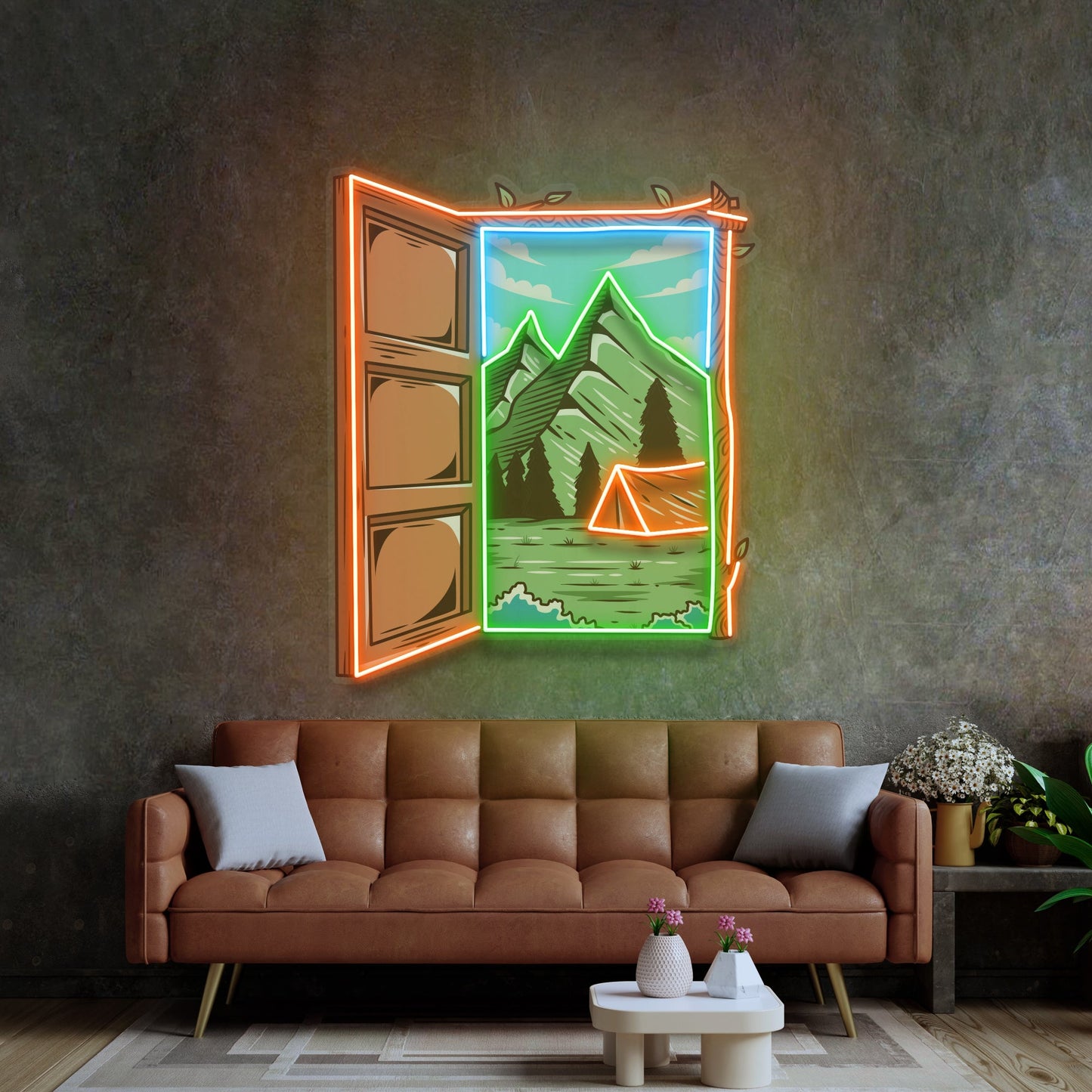 Camping on Hills LED Neon Sign Light Pop Art - Neonzastudio
