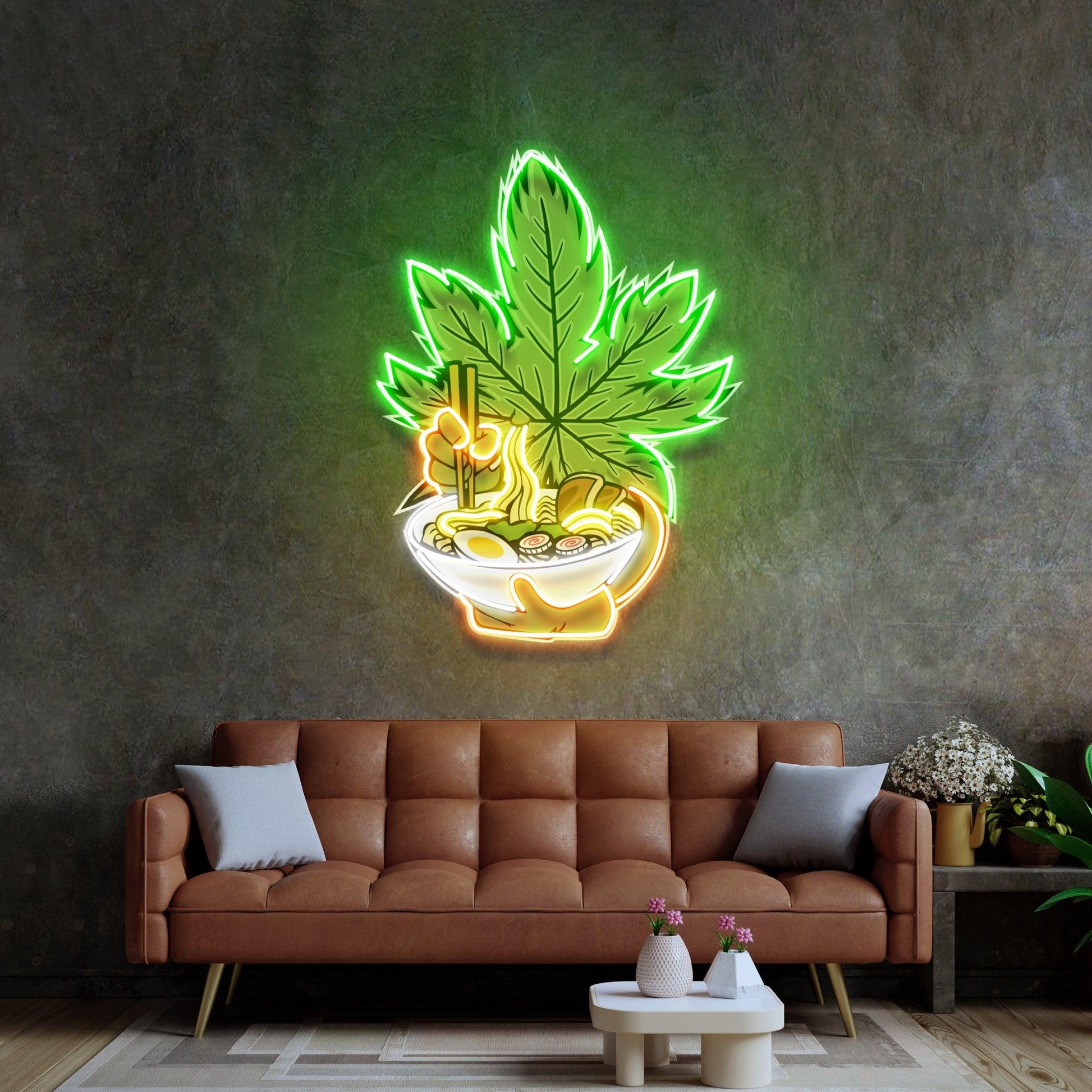 Canabis Eat Ramen Led Neon Acrylic Artwork - Neonzastudio